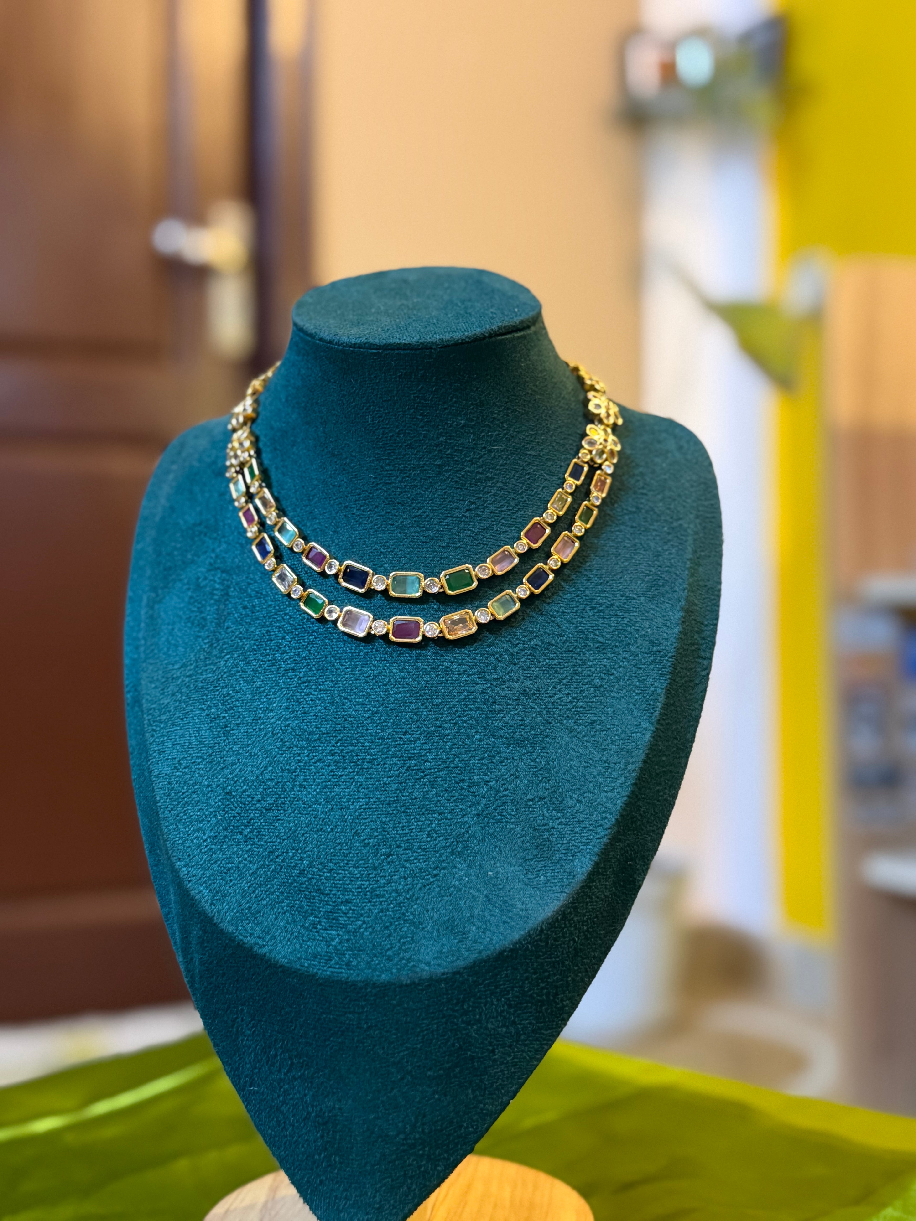 Navaratna Twin Strand Elegance Choker