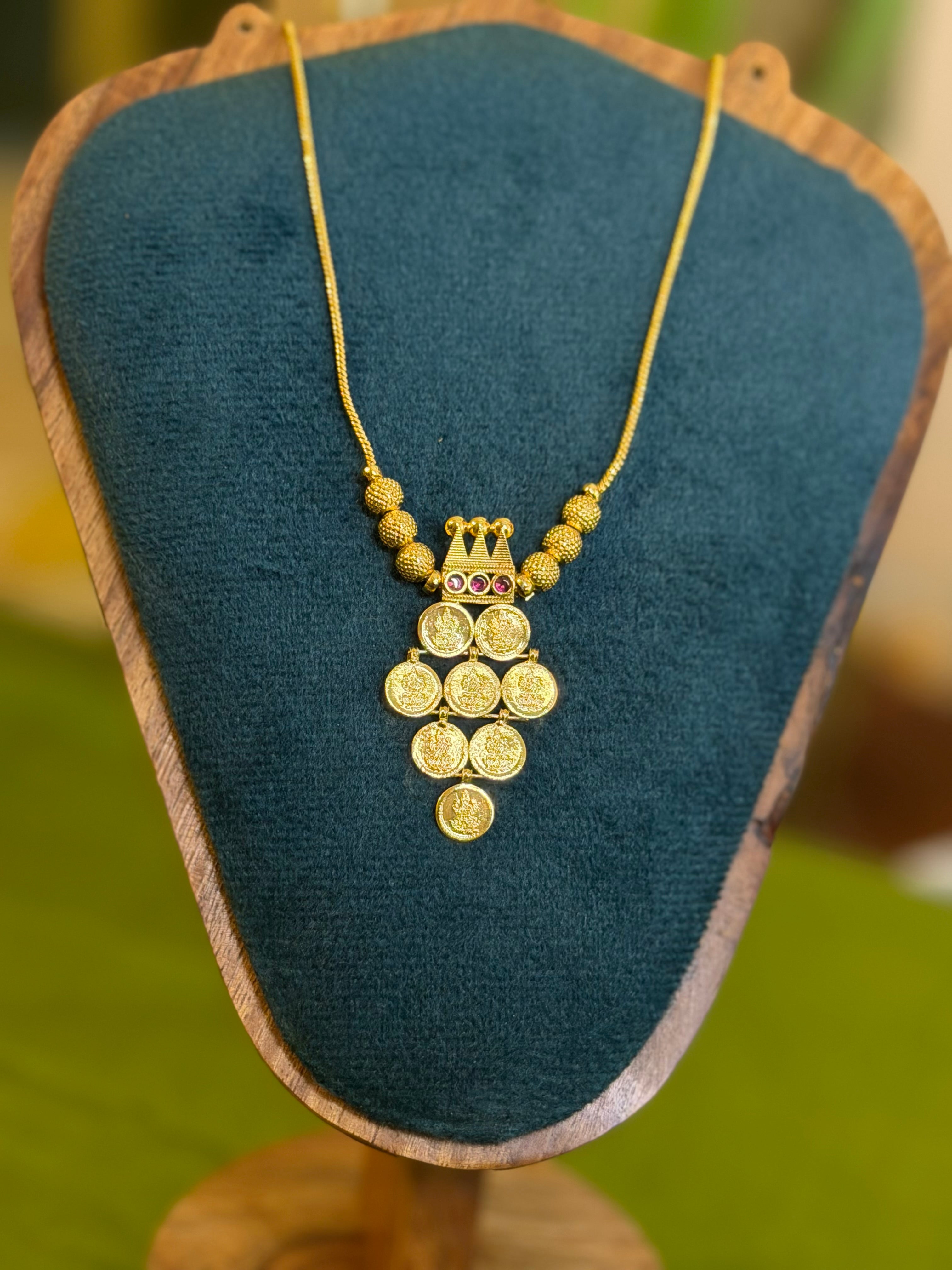 Polished Gold Coin Pendant Necklace