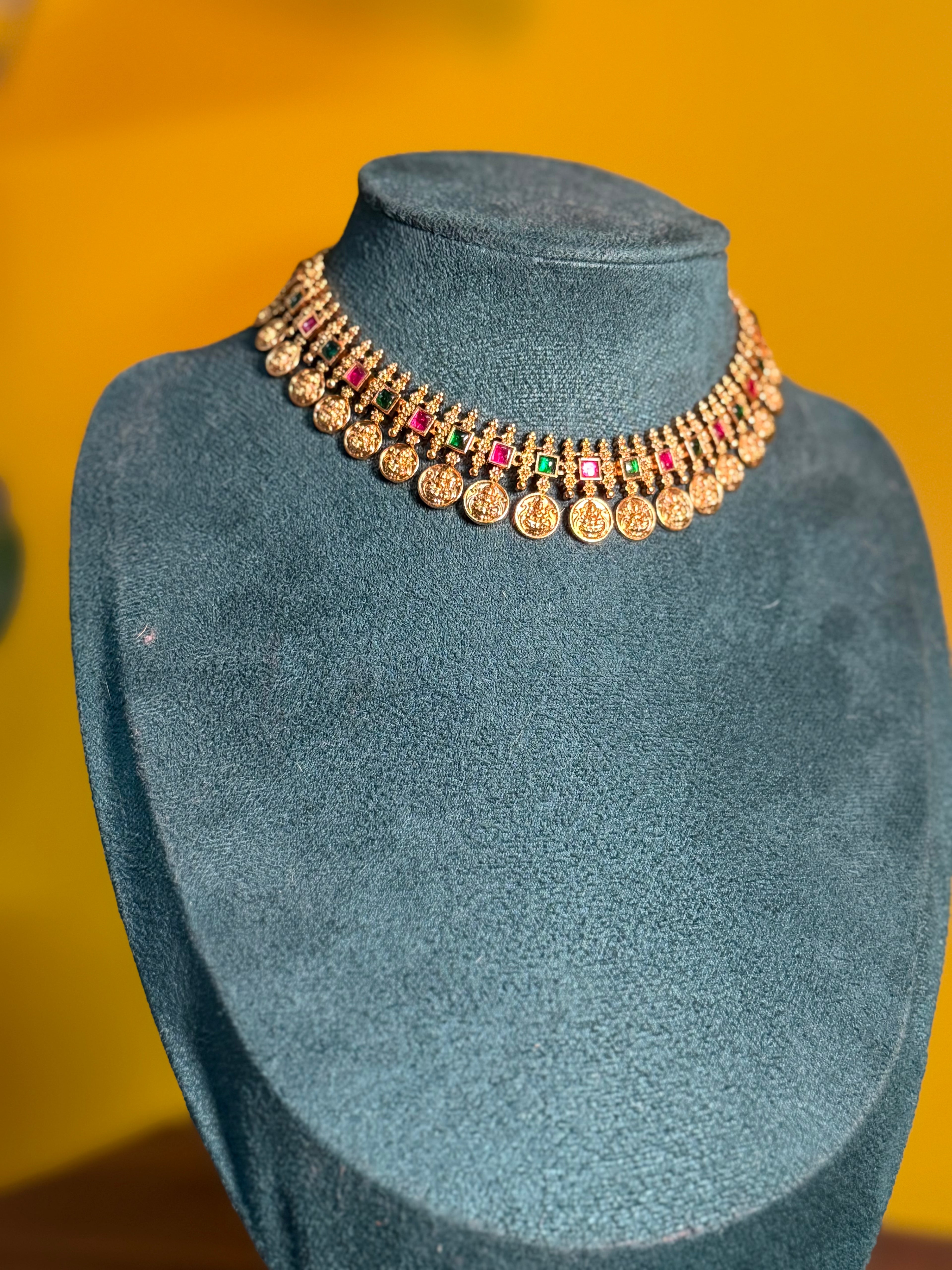 Navarathna Inspired Coin Necklace