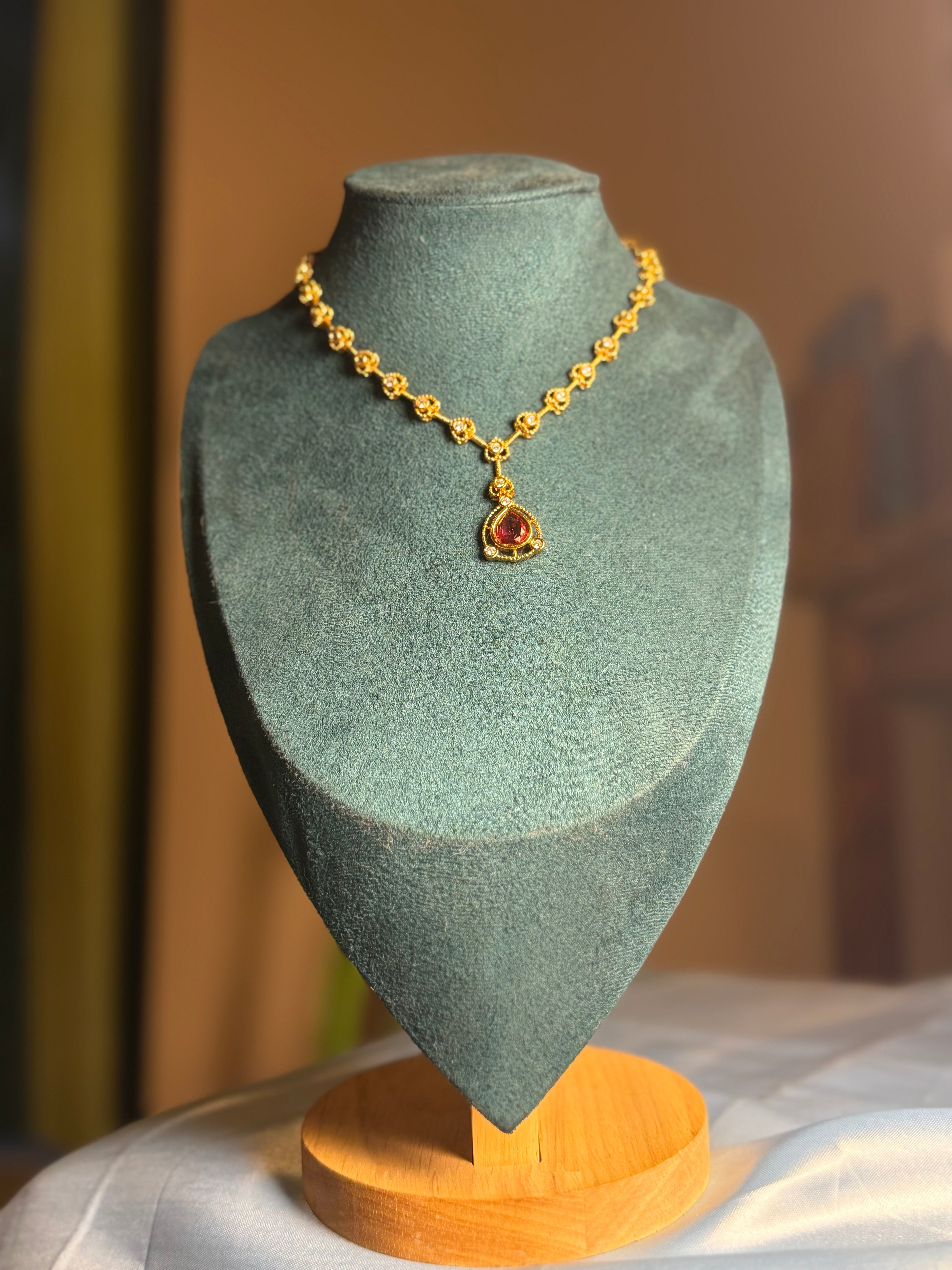 Teardrop Antique Gold Necklace