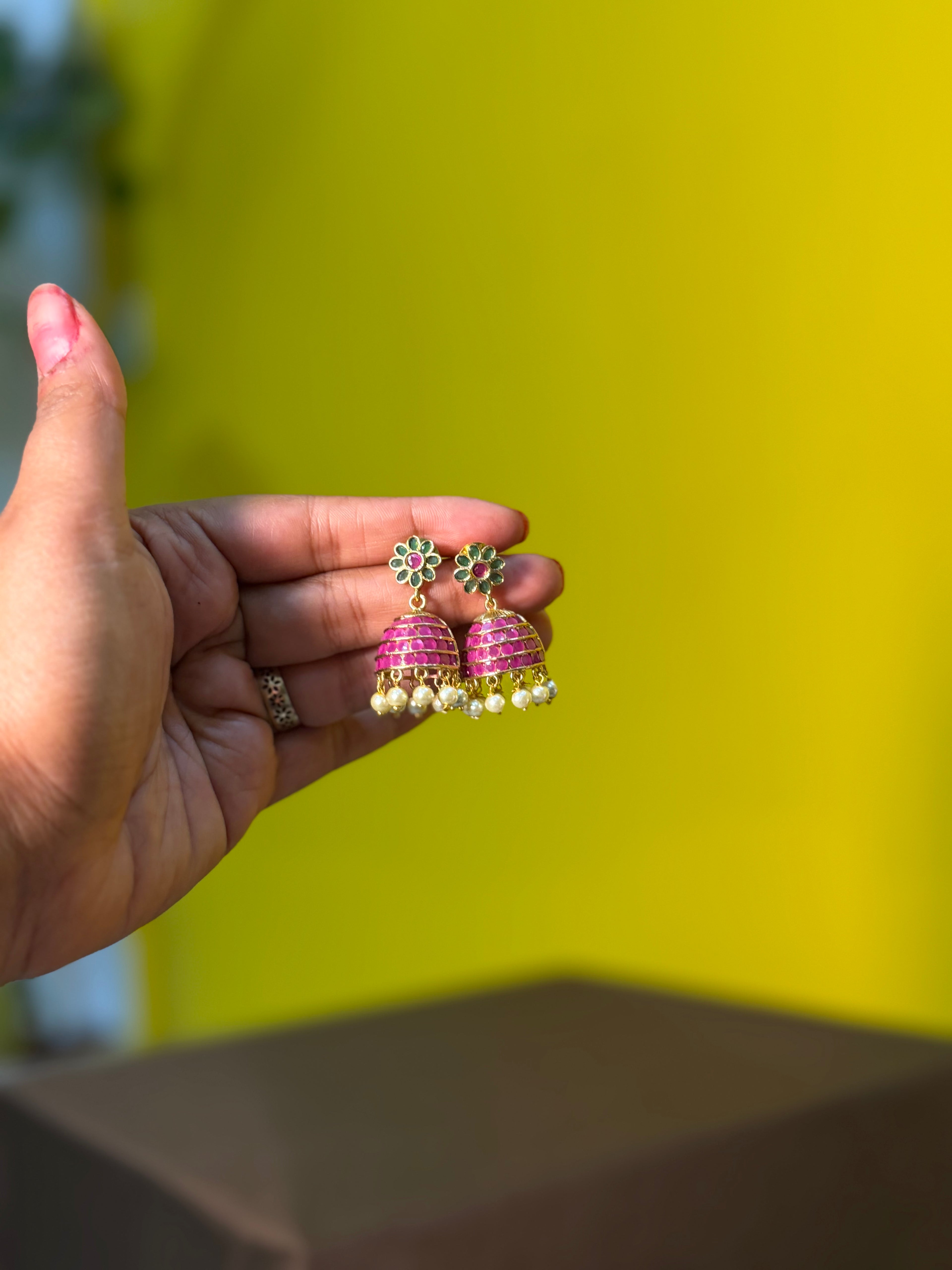 Gulbahar Pink Jhumka