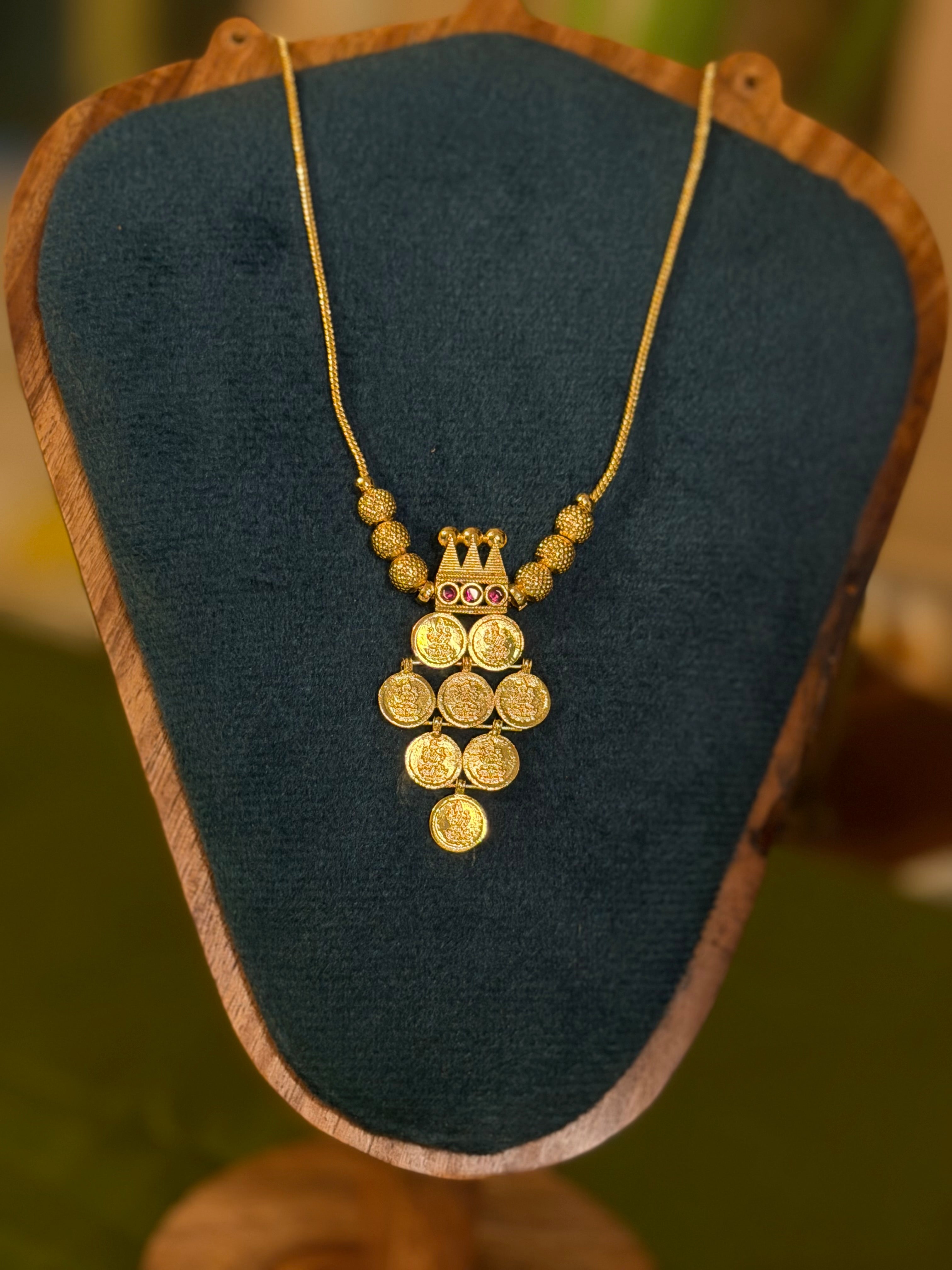 Polished Gold Coin Pendant Necklace