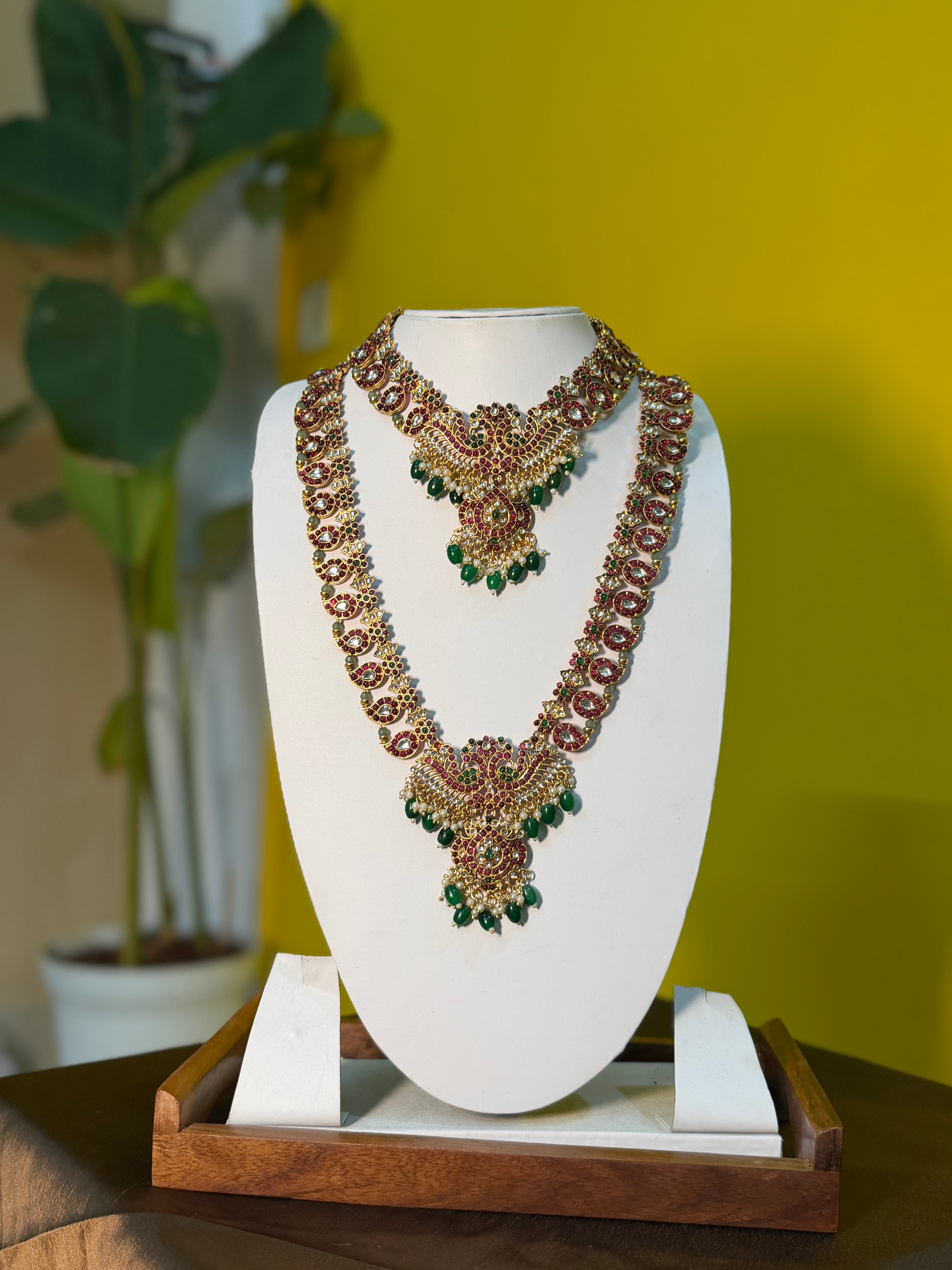 Ruby Lakshmi Temple Bridal Set
