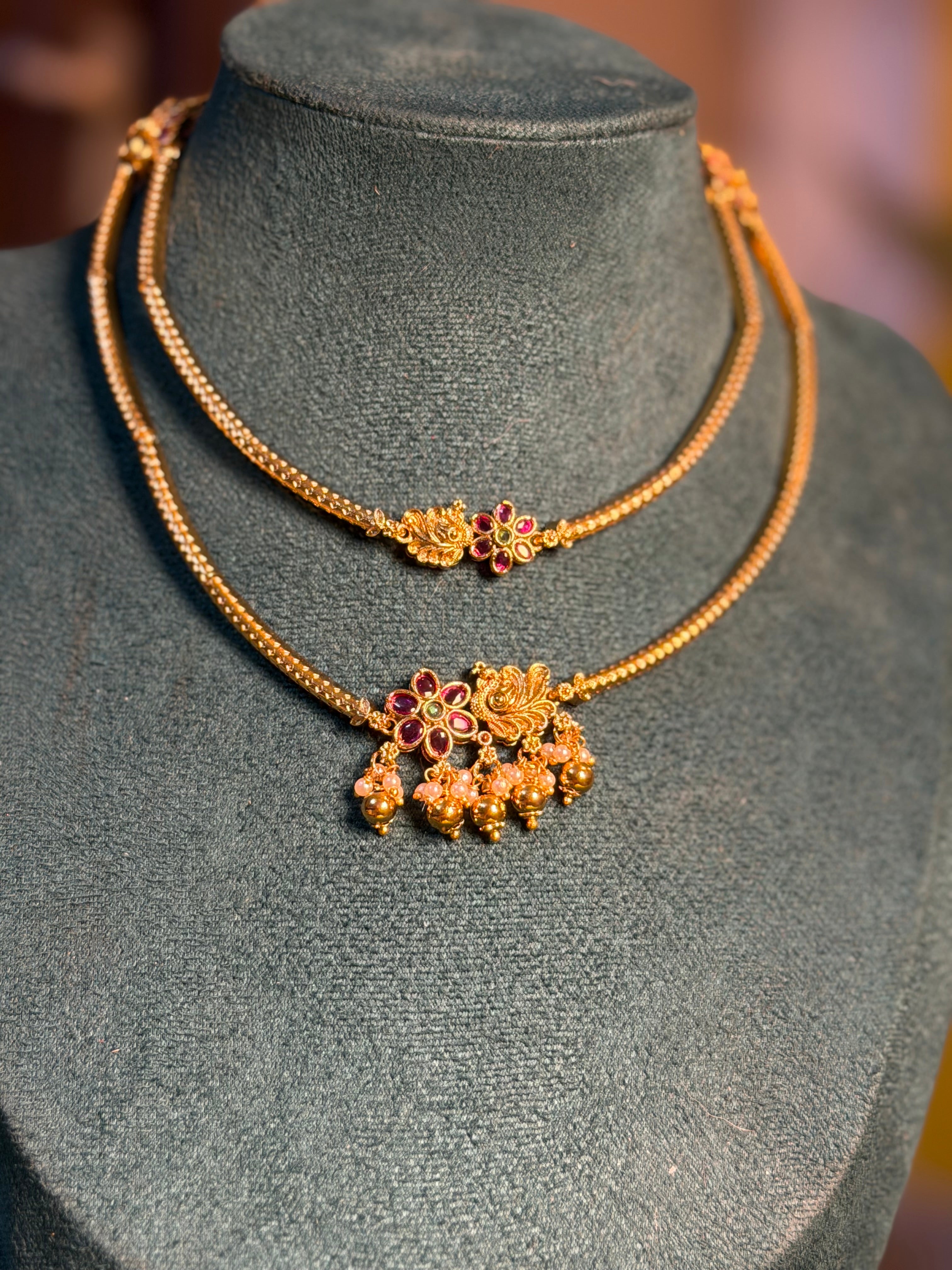 Peacock Flower Hasli Pendant Necklace