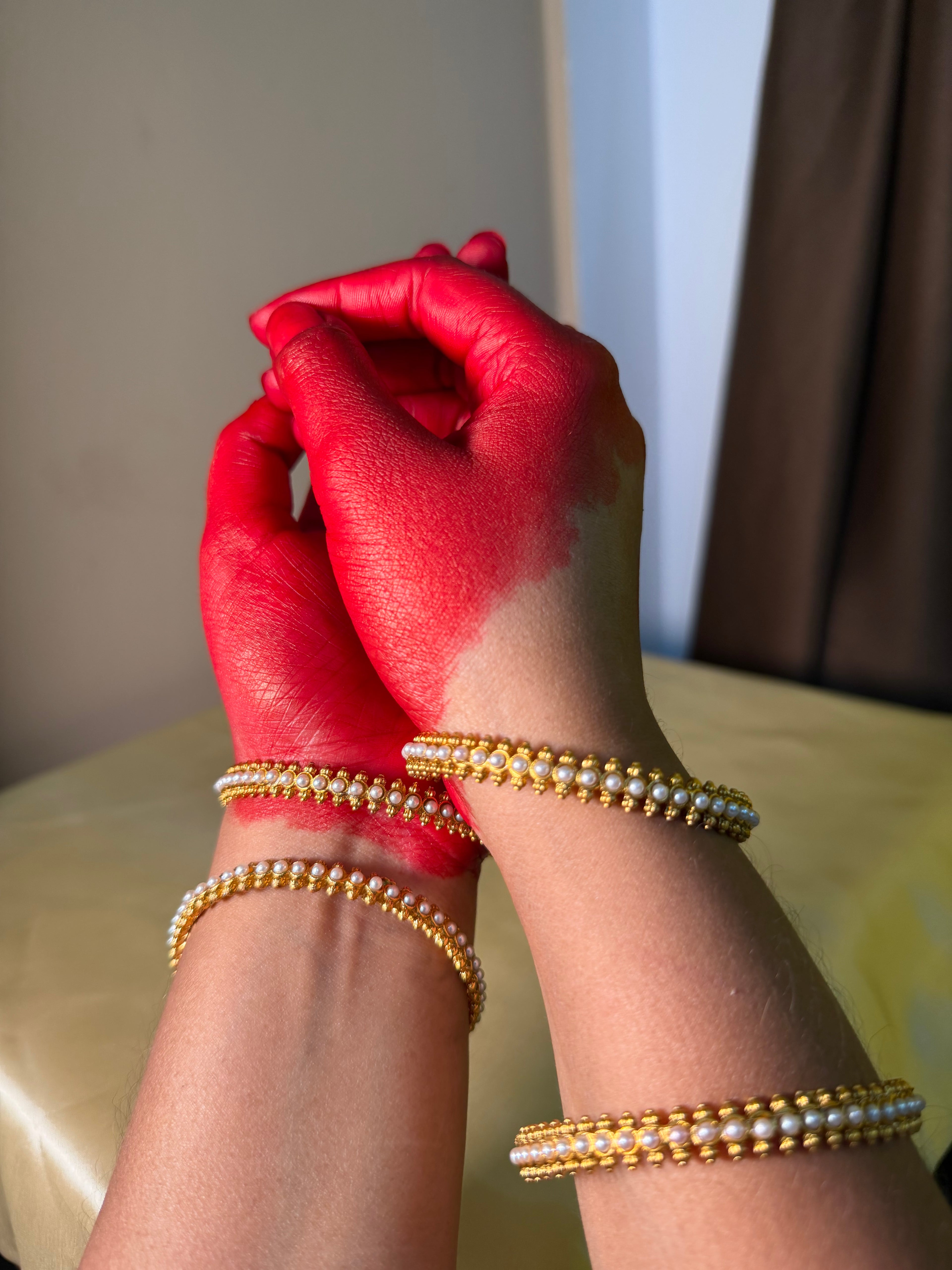 Pearl Symphony Gold Bangles