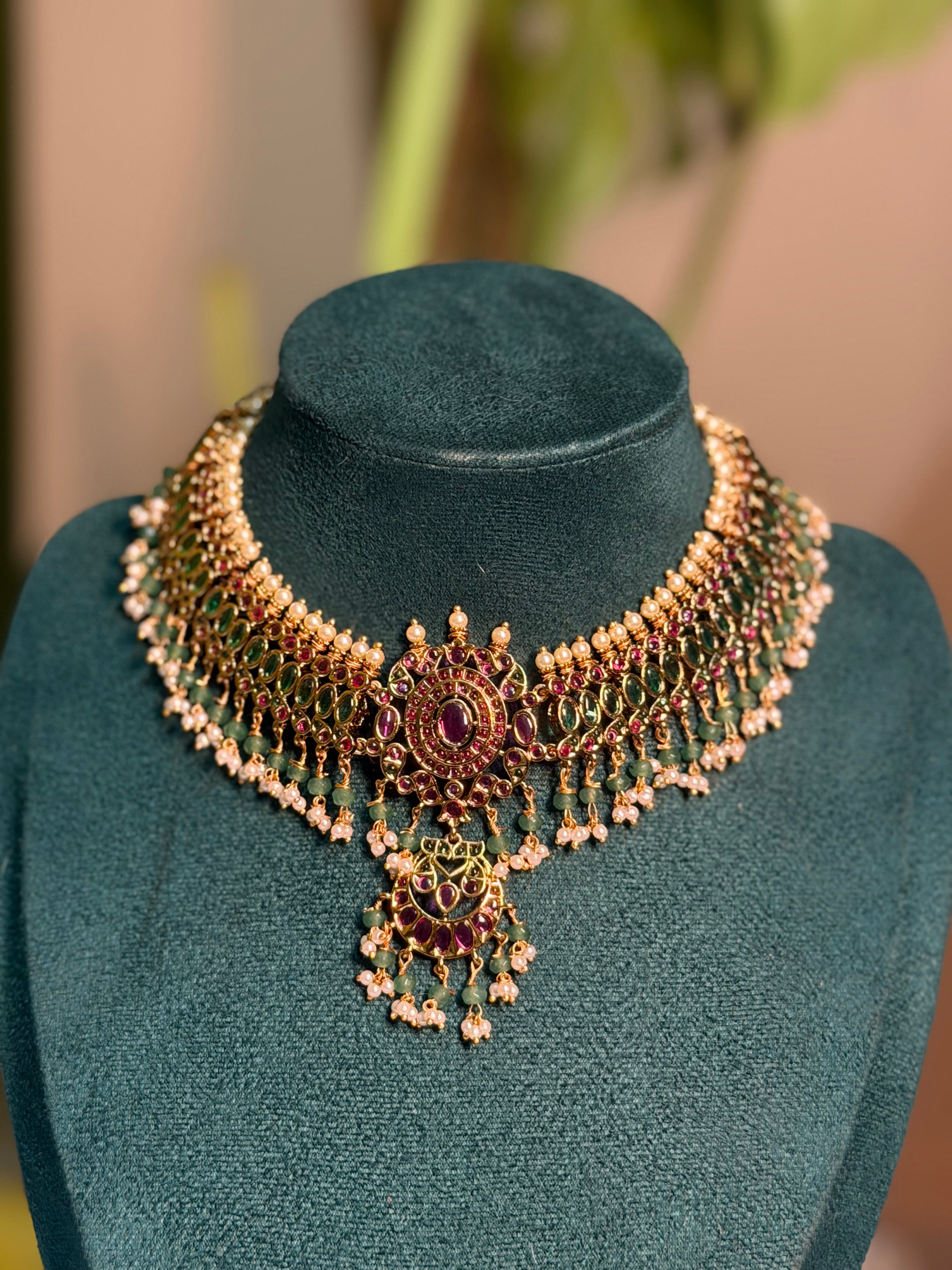 Royale Kundan Heritage Choker-Emerald