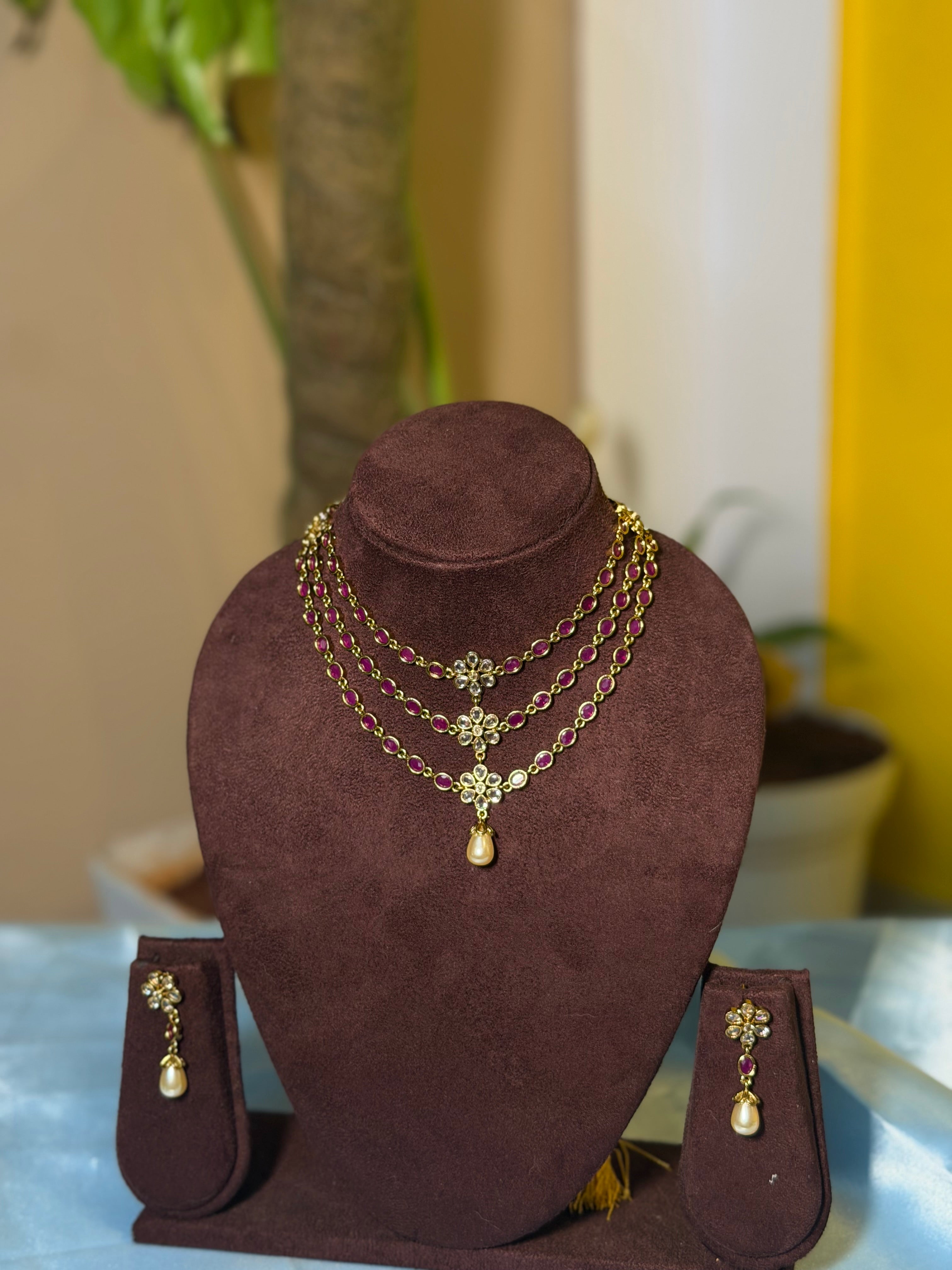 Blossom Pearl Cascade Necklace Set
