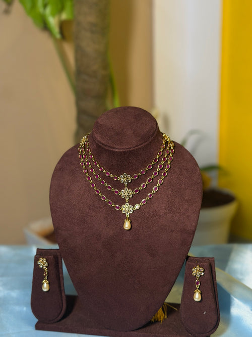 Blossom Pearl Cascade Necklace Set