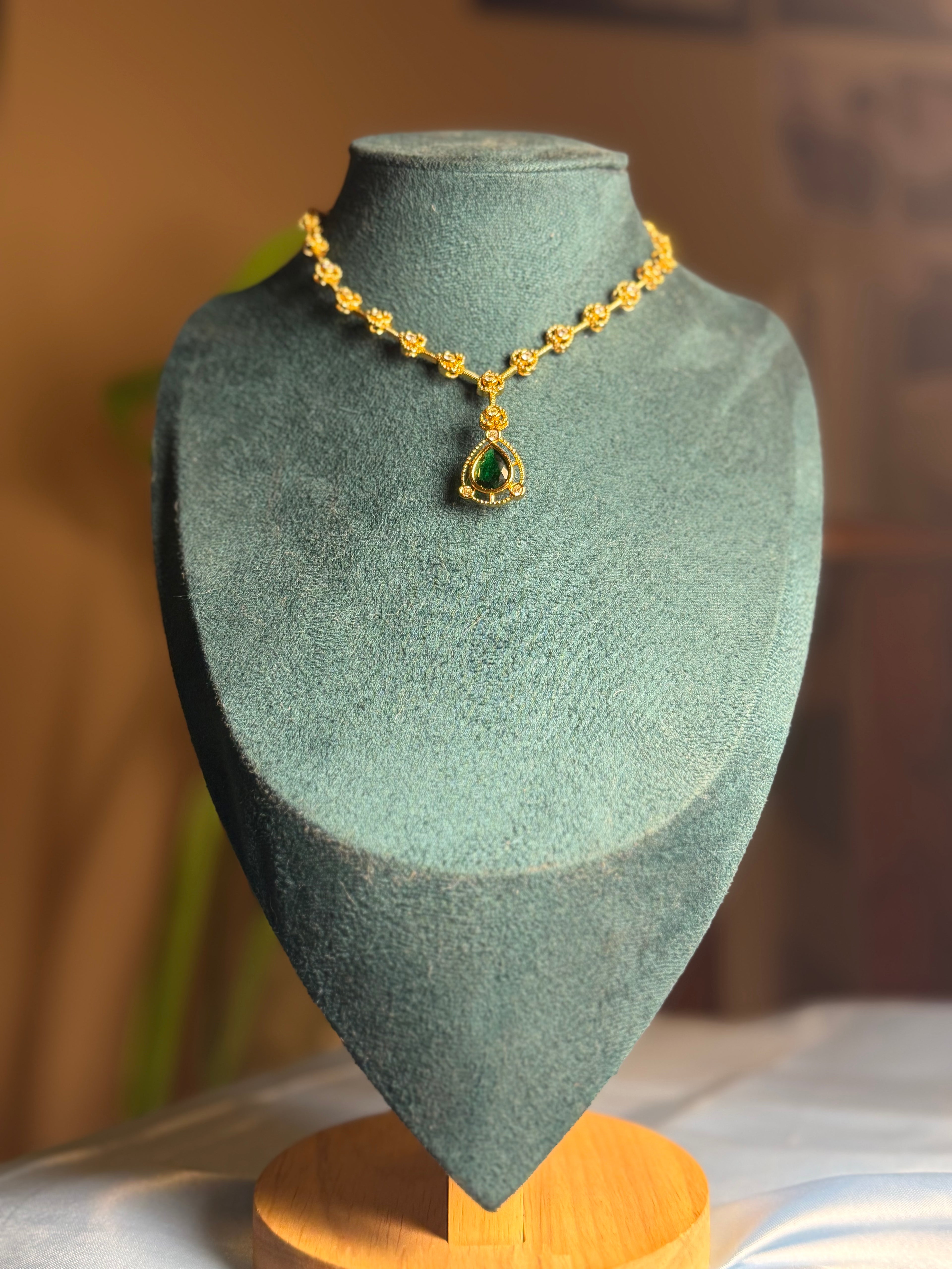 Teardrop Antique Gold Necklace