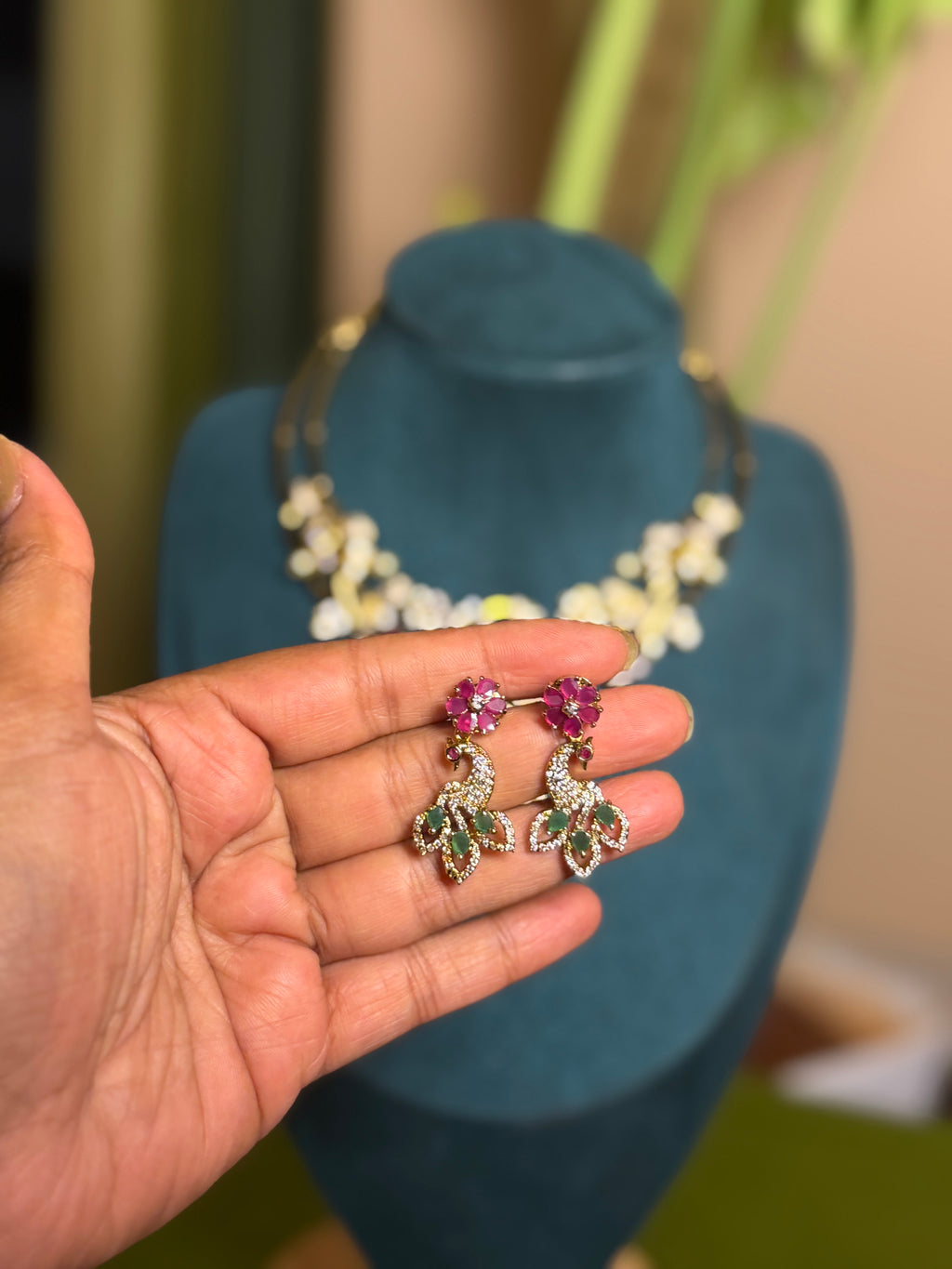 Mayura Floral Feathered Diamond Necklace