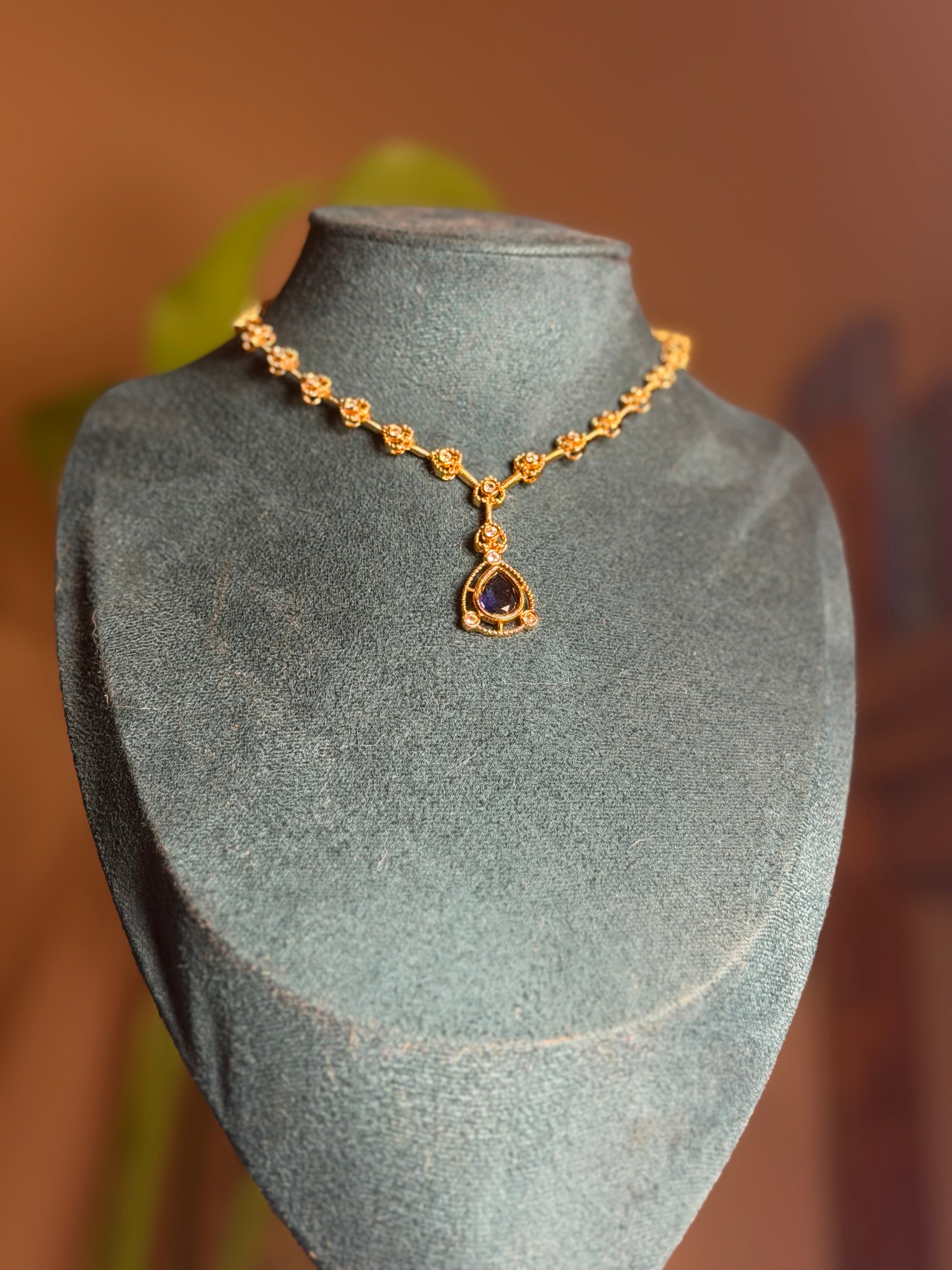 Teardrop Antique Gold Necklace