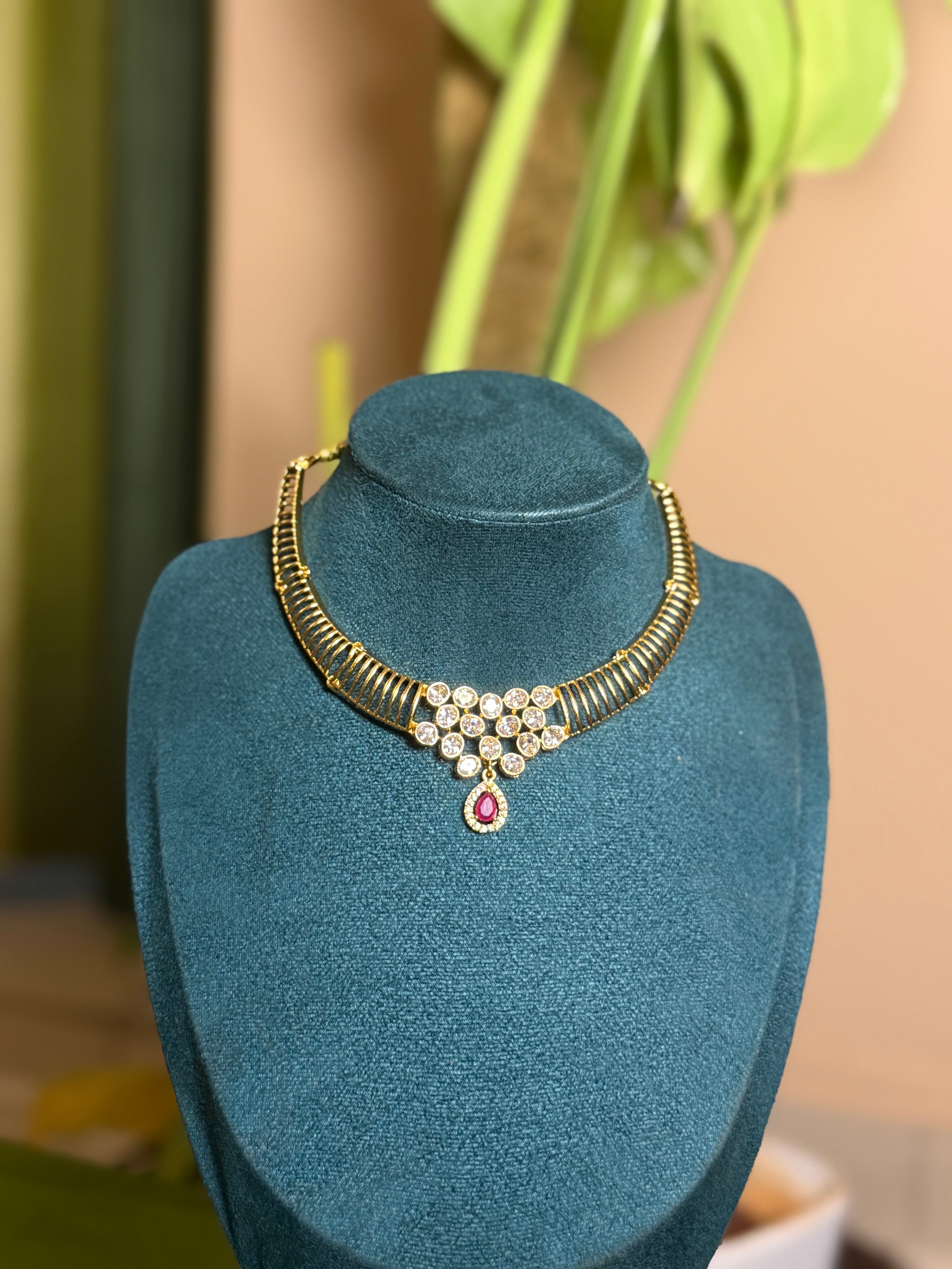 Ruby Dewdrop Elegance Hasli Choker
