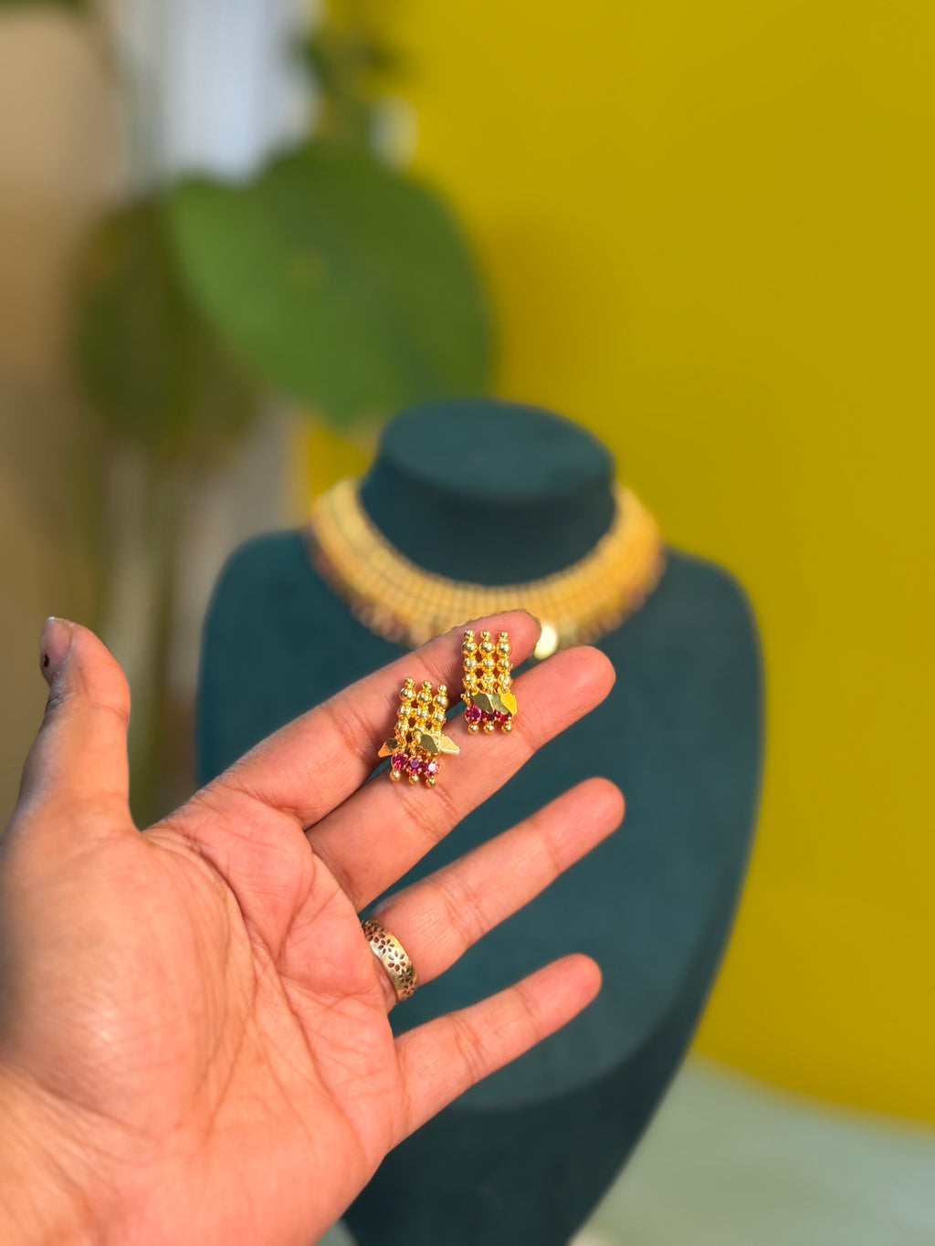 Elakathali double Layer Pink stone