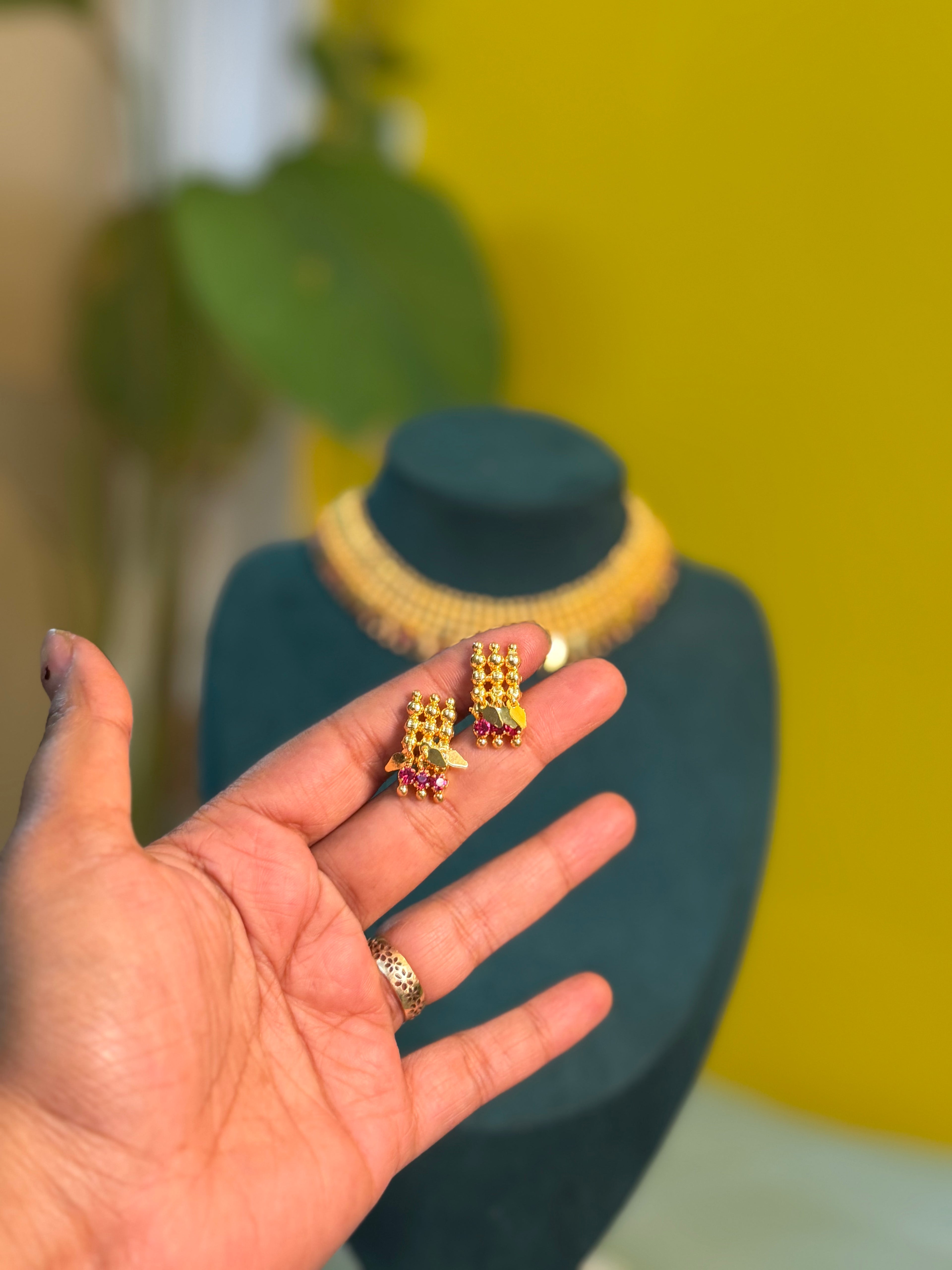 Elakathali double Layer Pink stone