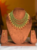 Emerald Panna Pearl Cascade Necklace Set