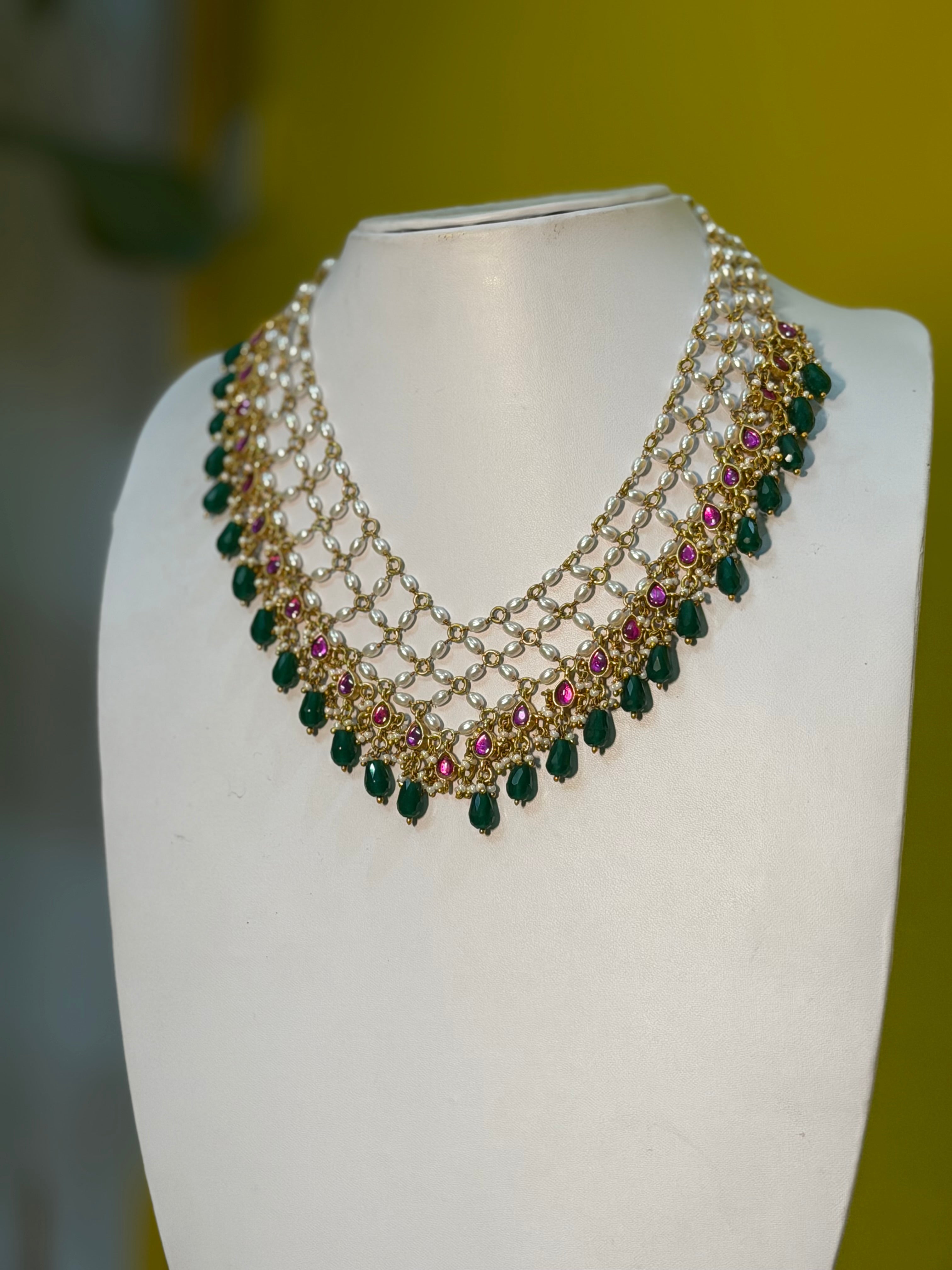 Emerald Rajsi Pearl Cascade Necklace