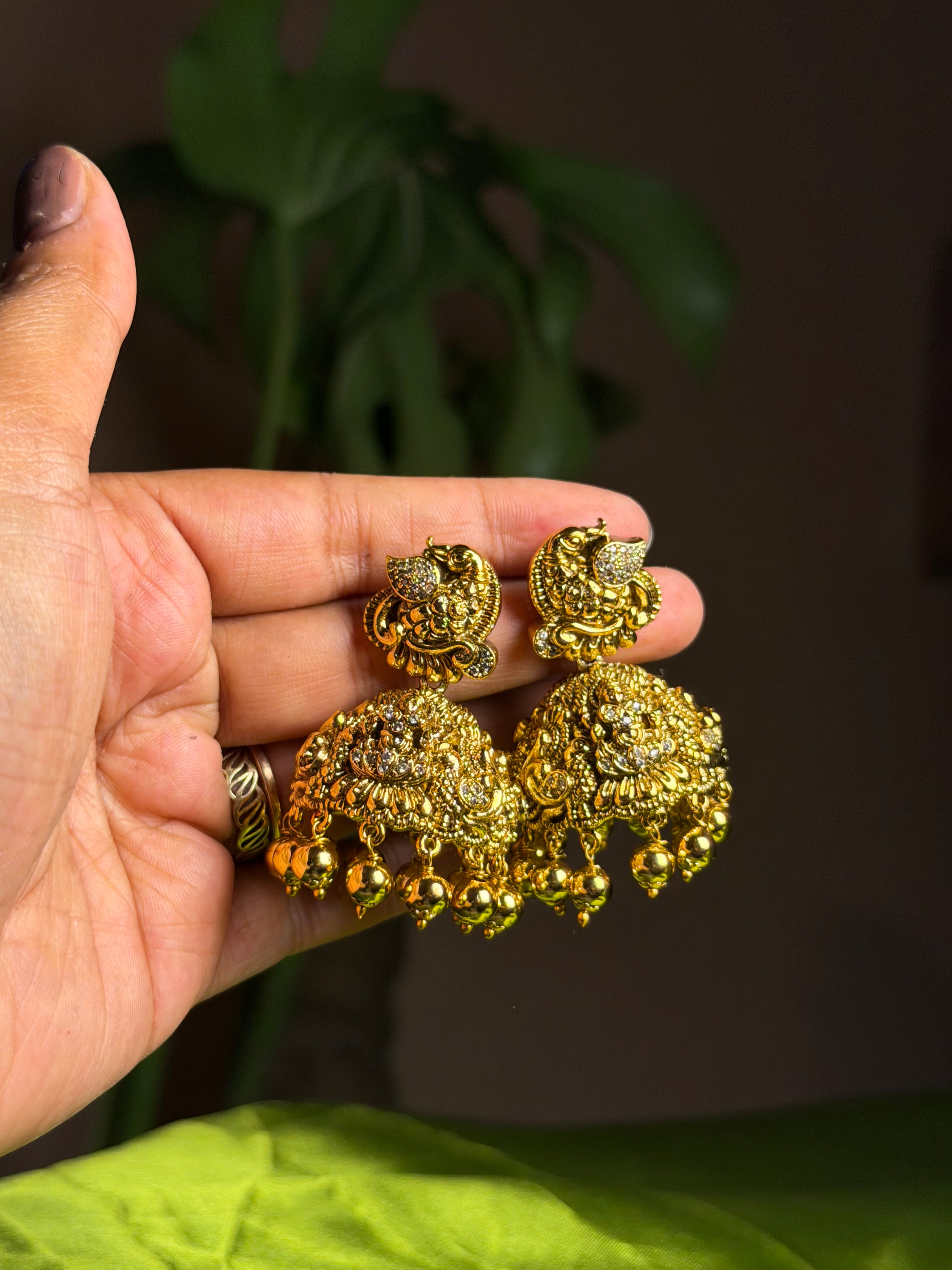 Peacock Gold plated Bridal Earrings