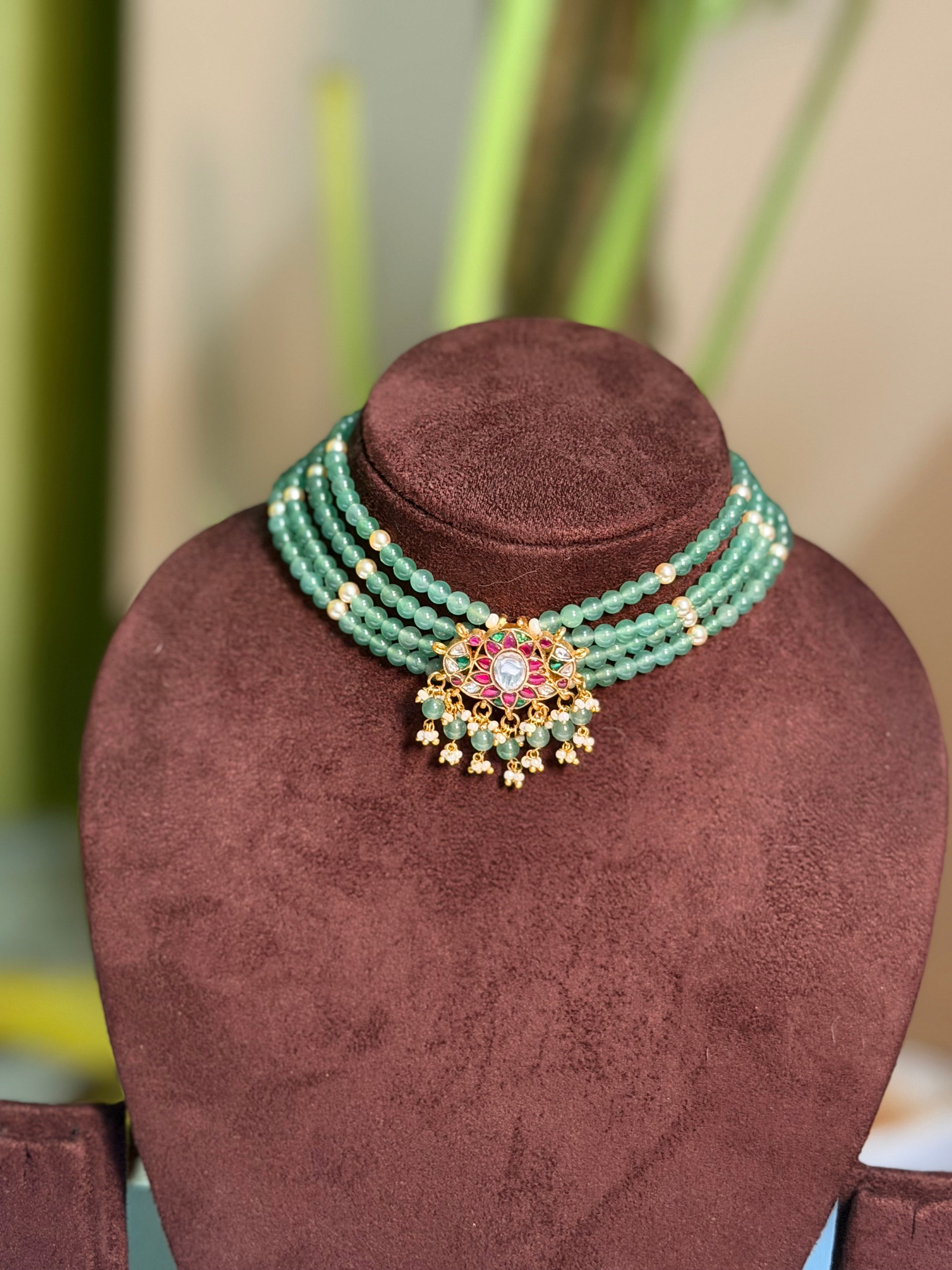 Mint Kundan Mayura Choker