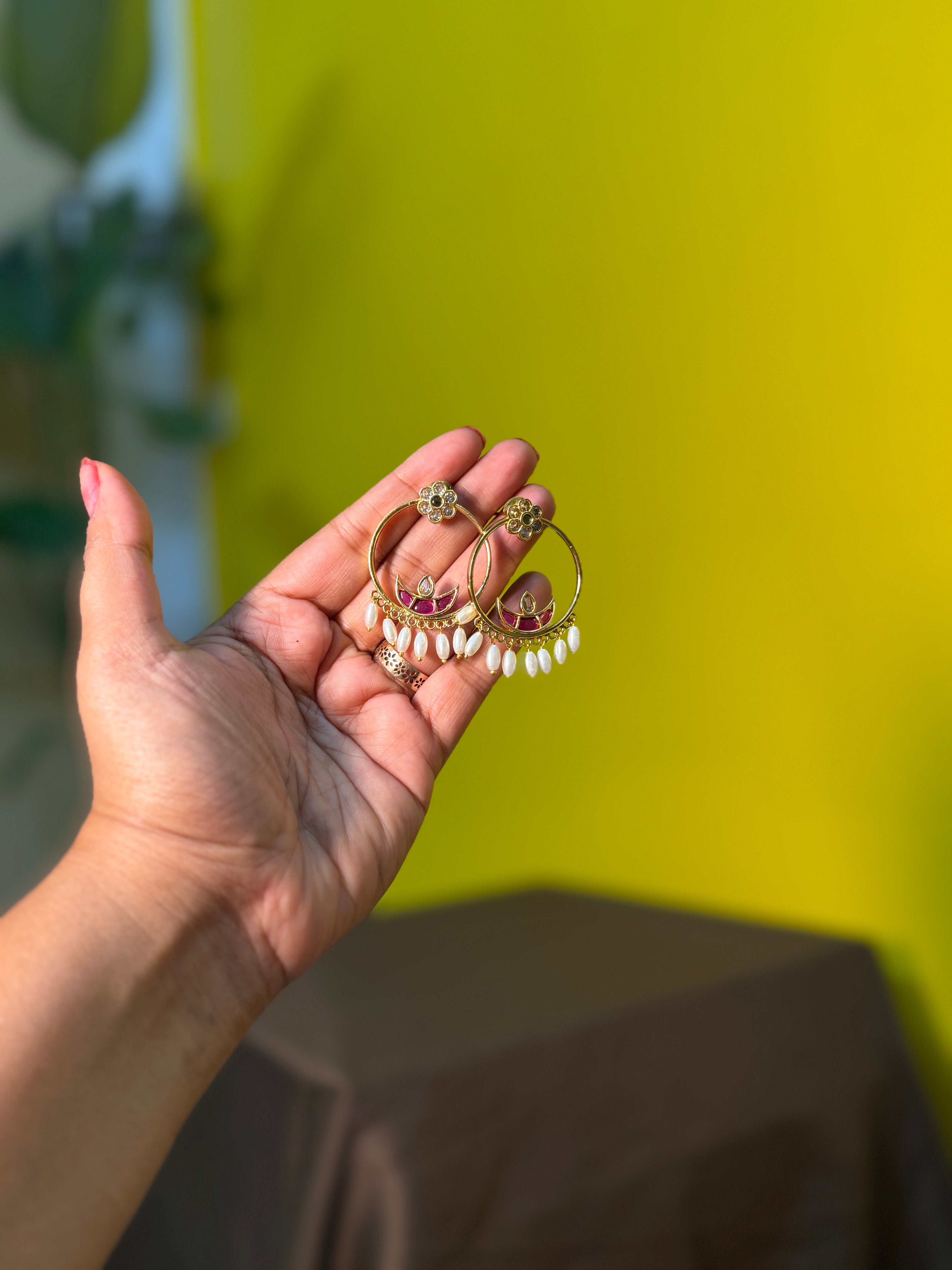 Chandrika Pearl Hoop Earrings