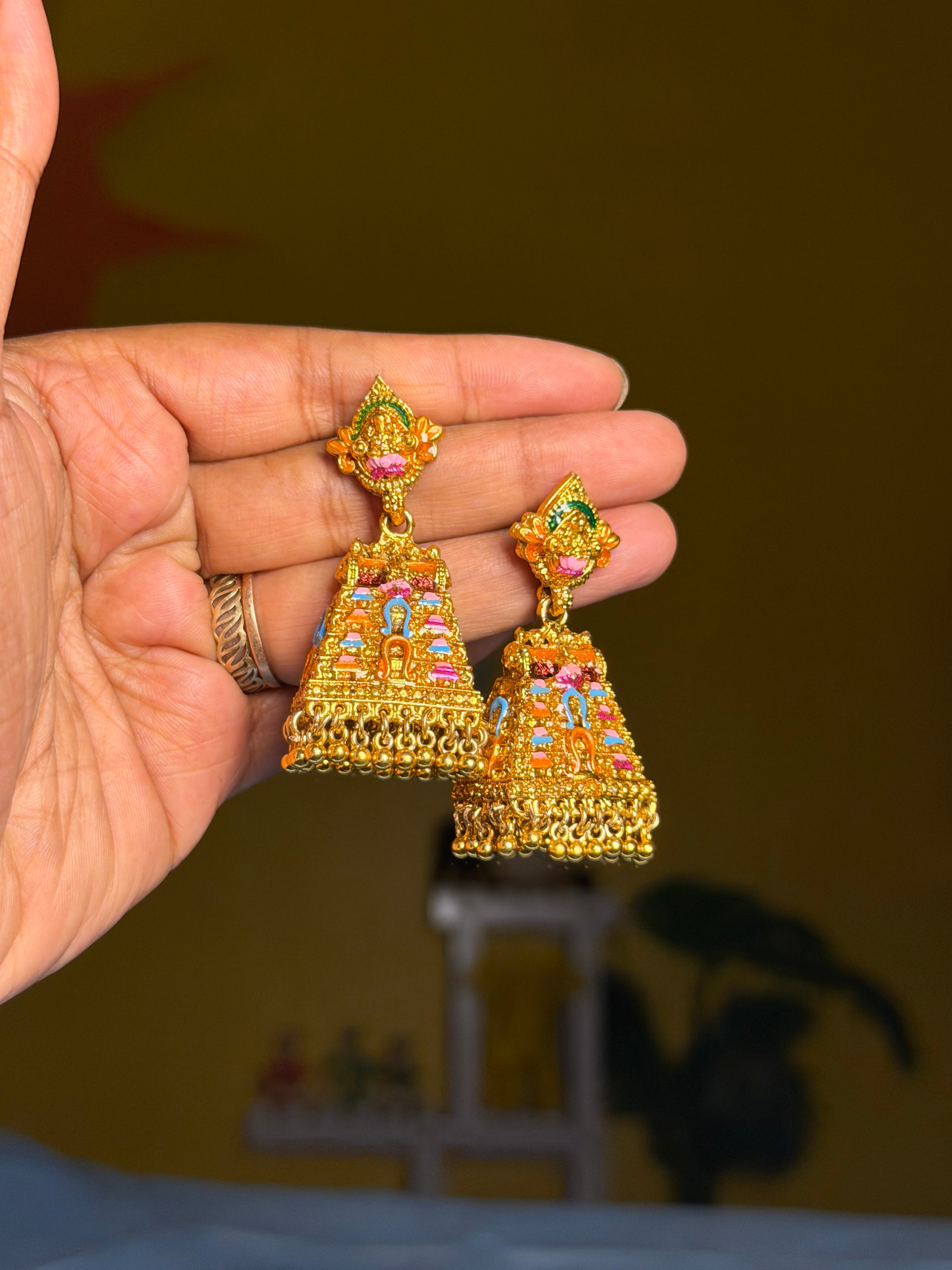 Thanjavur Enamel Finish Jhumkas