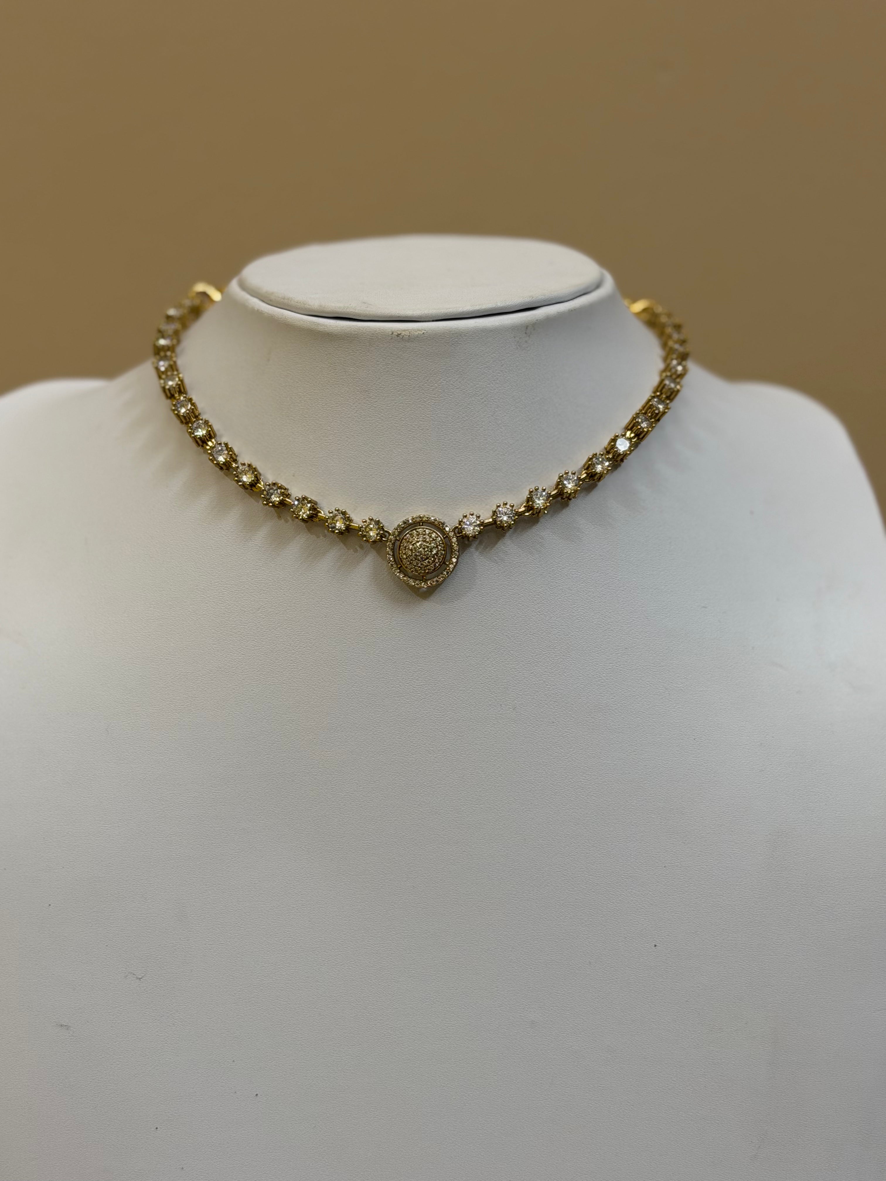 Floral Inspired With Pendant AD Stone Choker