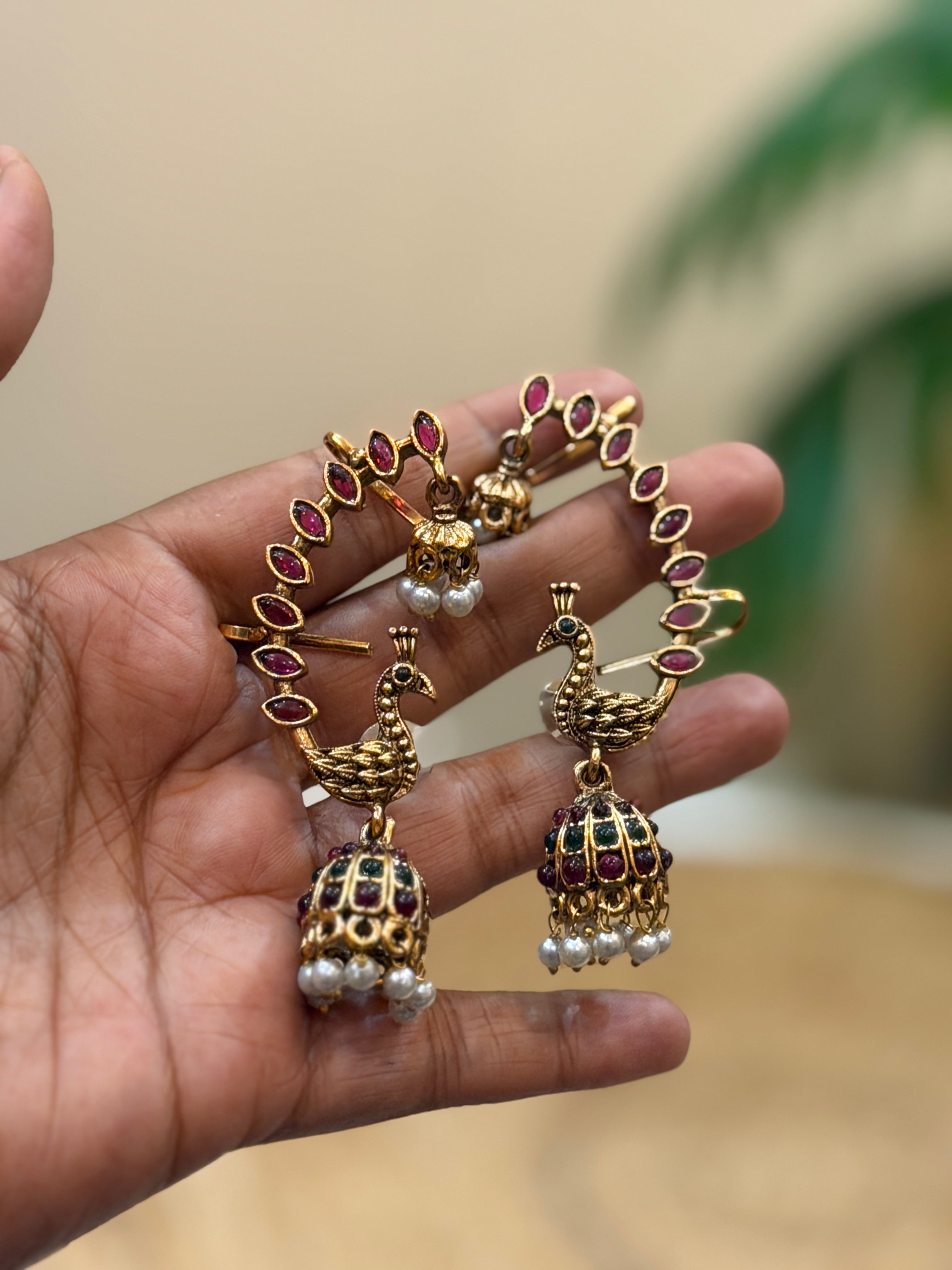 Mayura Ratna Earcuff Jhumkas