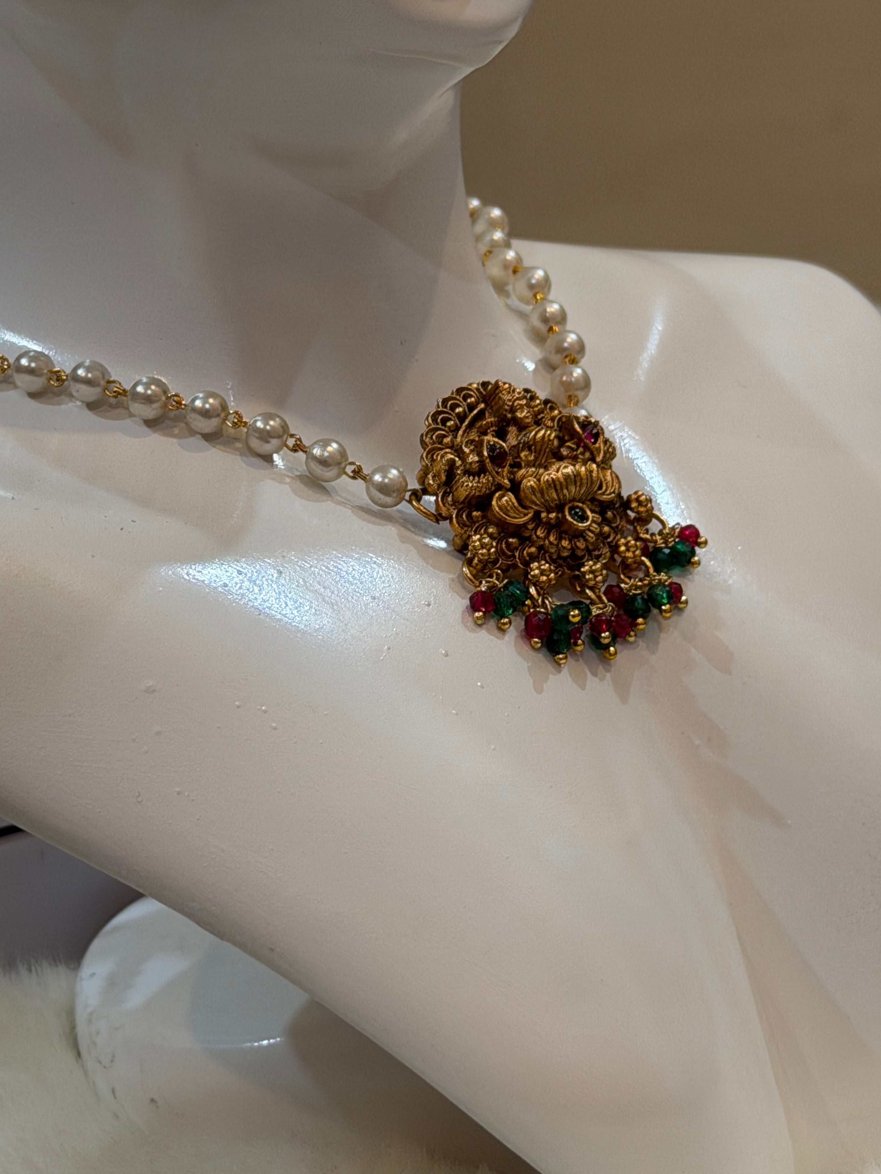 Antique Laksmi Pearl Pendant Necklace