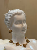 Antique Floral Pearl Ruby Necklace Set