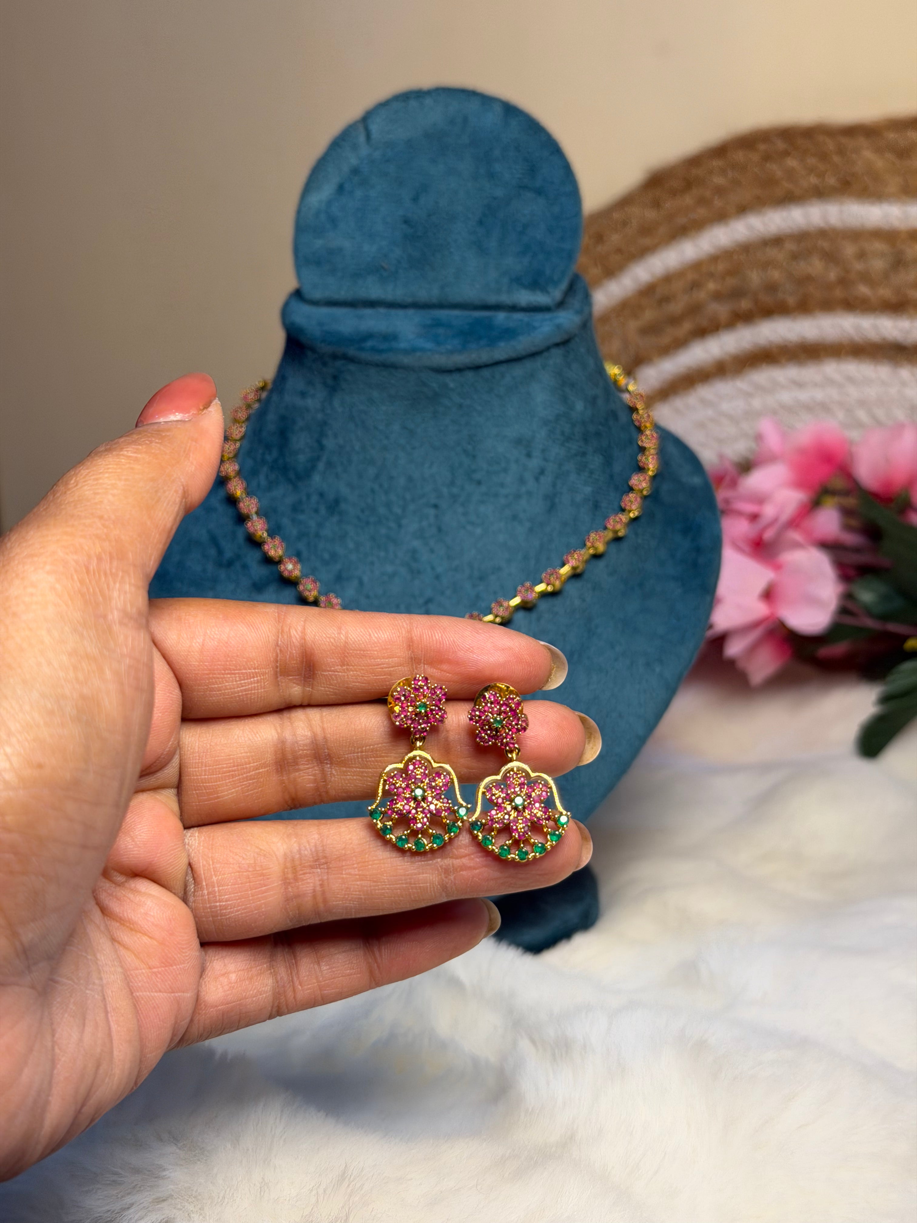 Padma Pushpa Ruby Necklace Set
