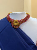 Pink Beaded Lakshmi Motif Necklace