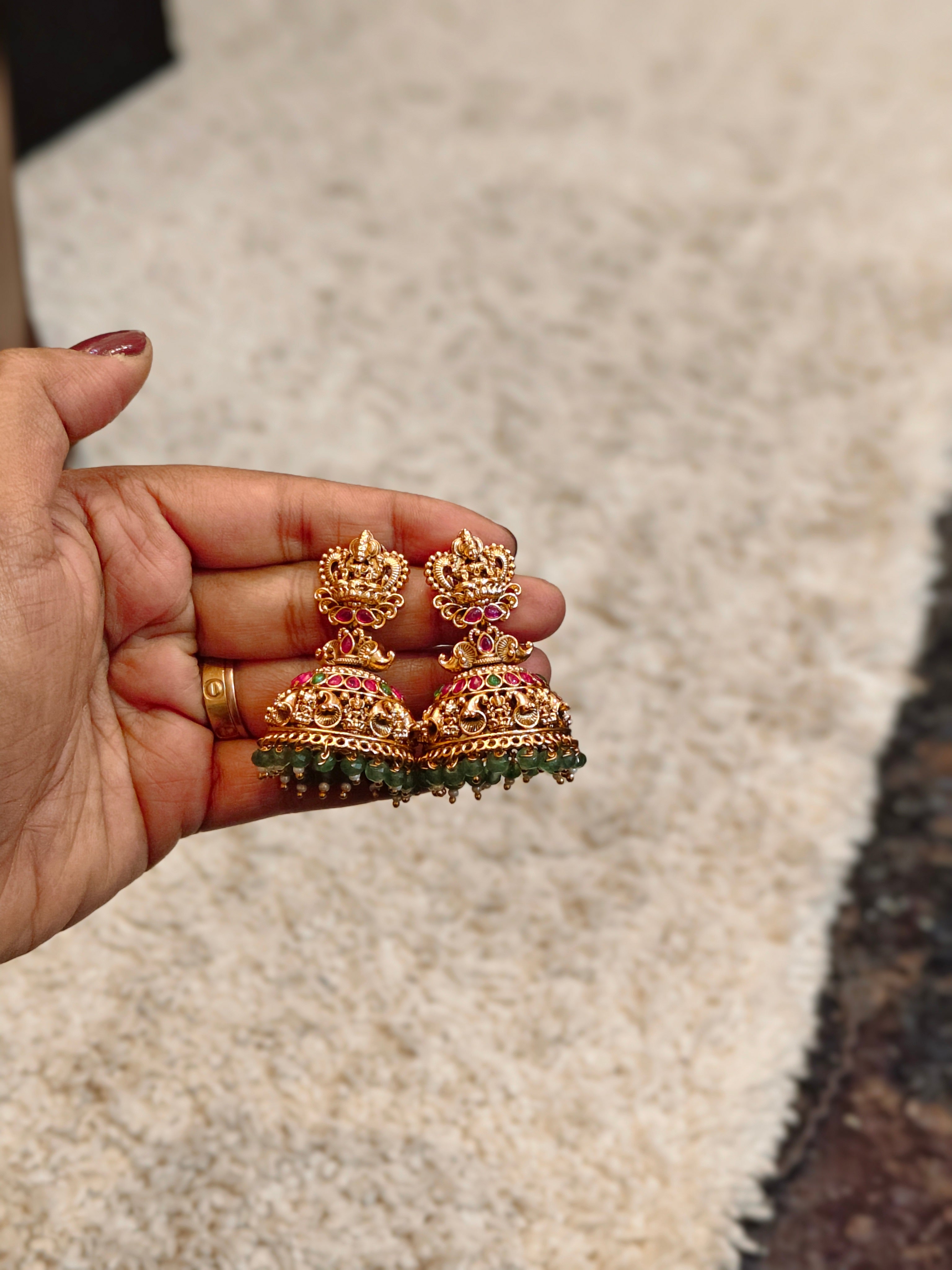 Bridal Earring Green ruby