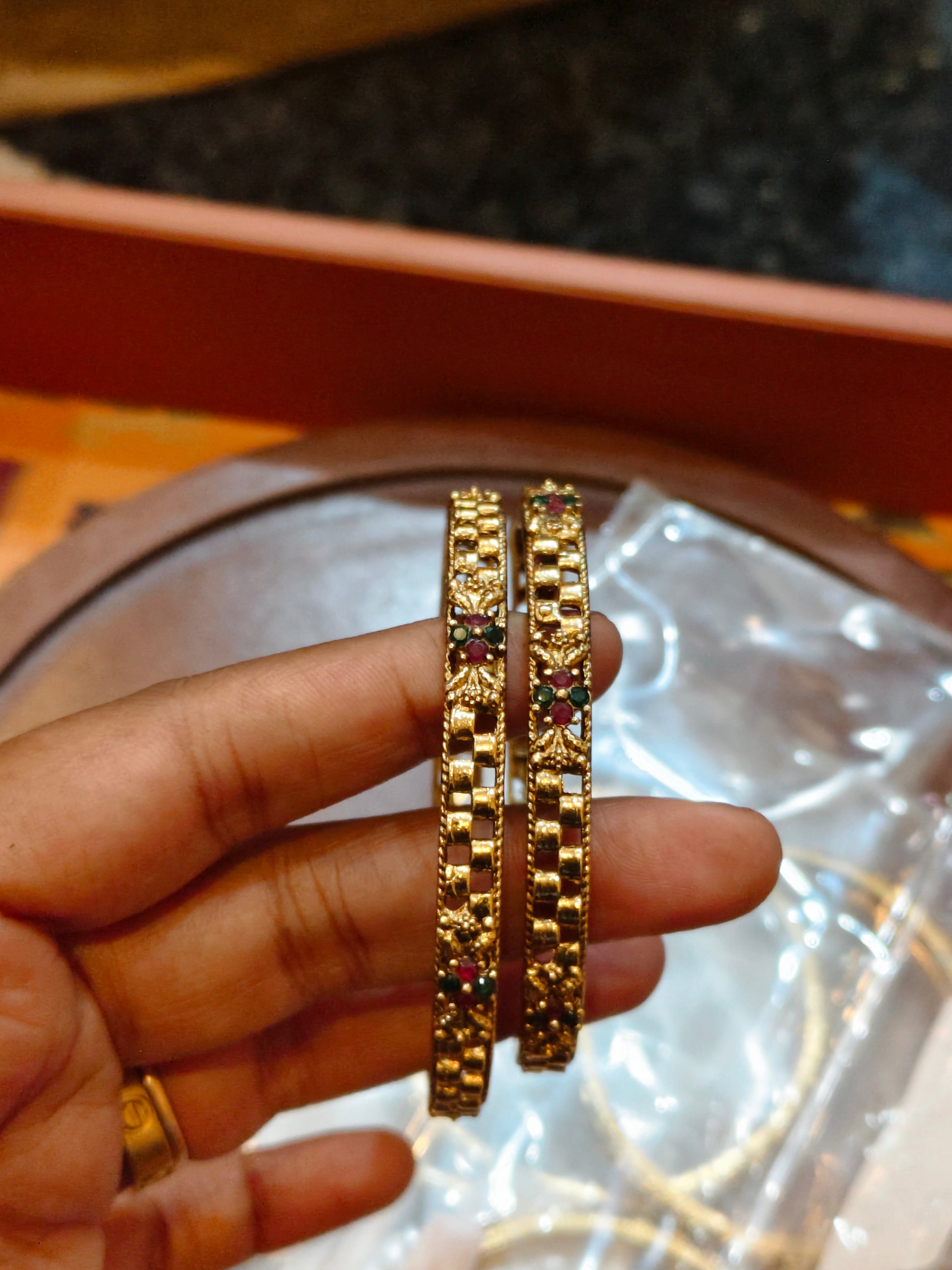 Simple Block Design Bangles set