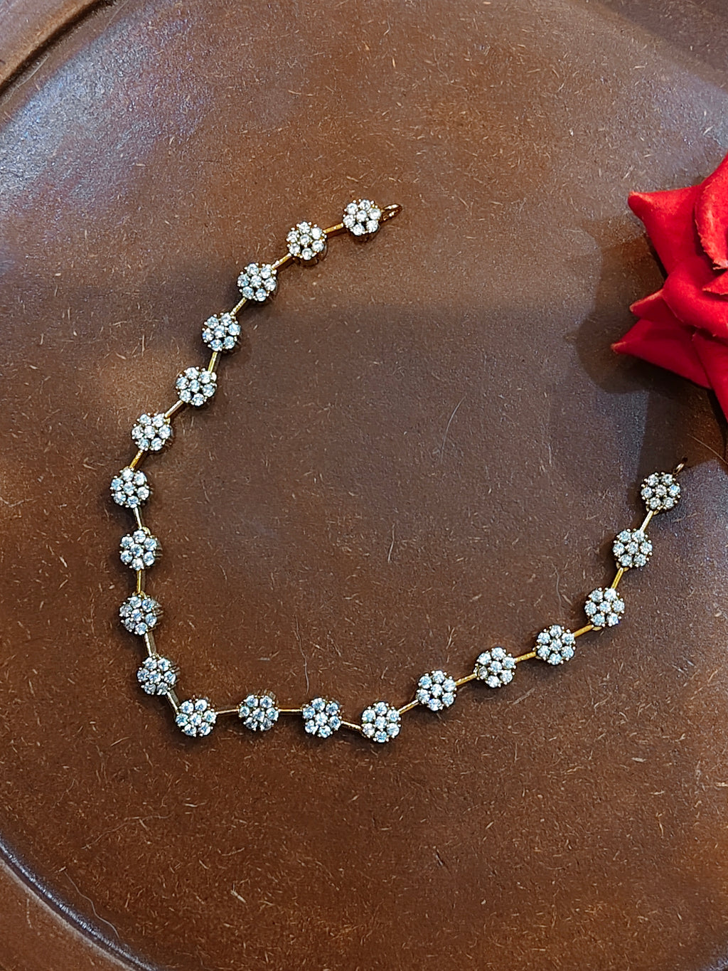 Flower style AD Stone Choker set