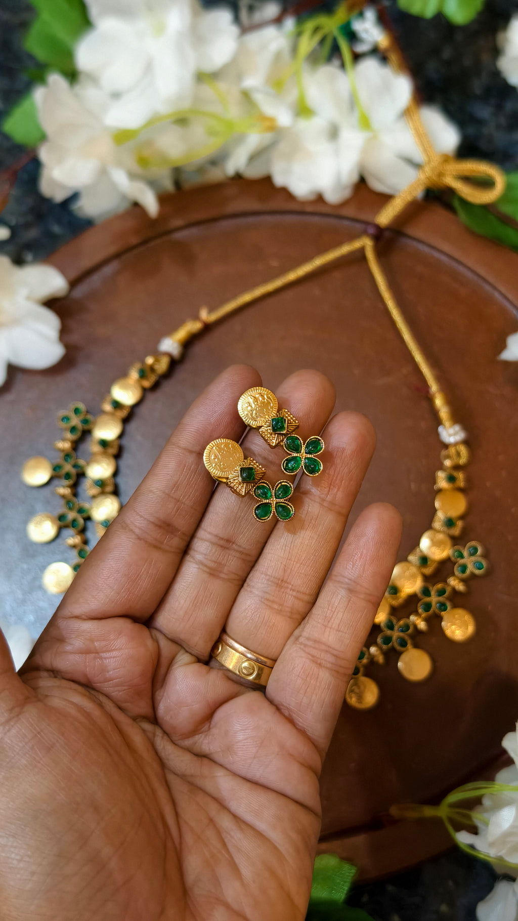 Double layer Coin Chocker with Stones