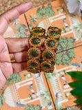 Green Flower print Bridal Bangles