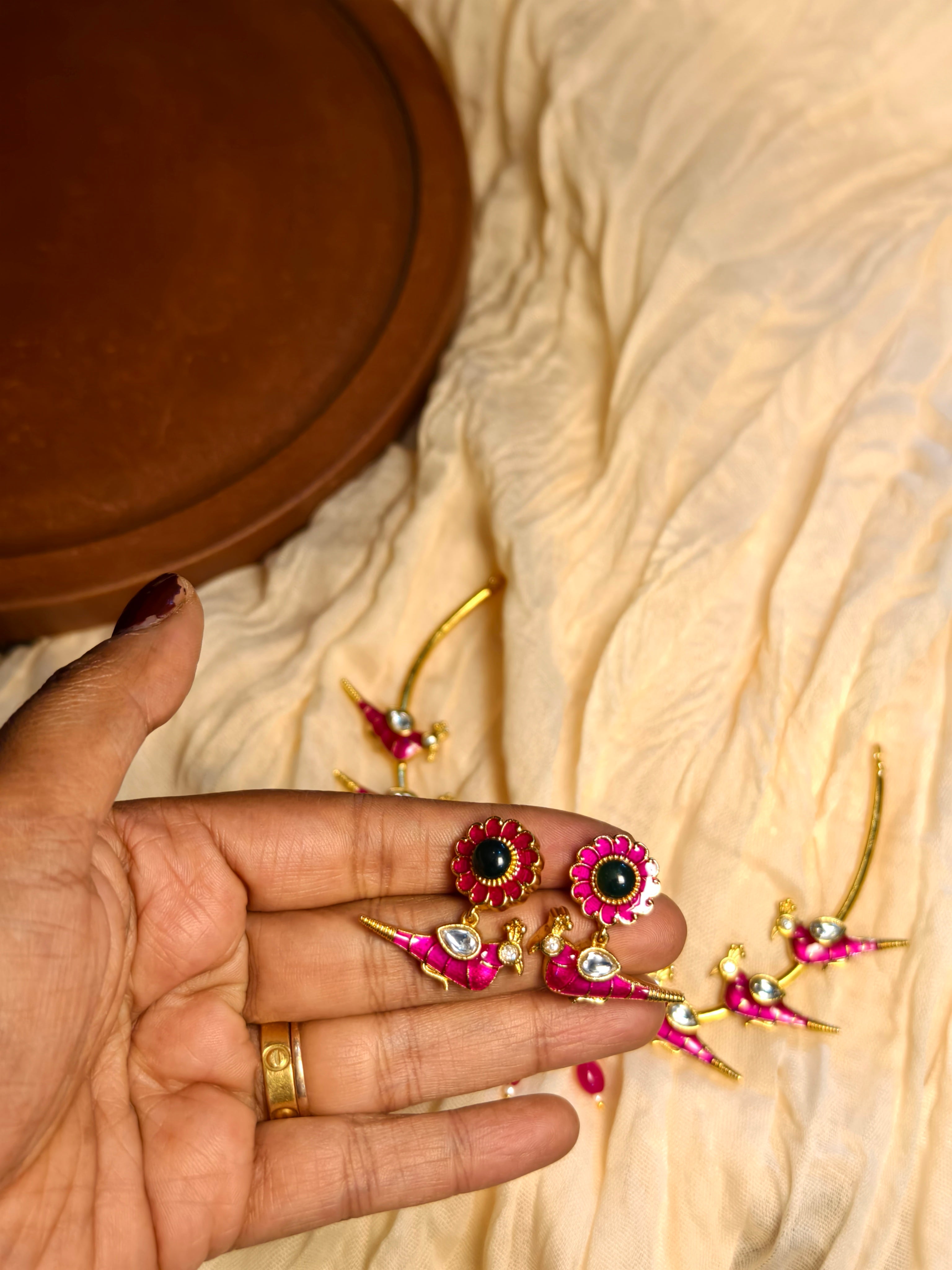 Premium Pink Parrot Hasli Neckpiece