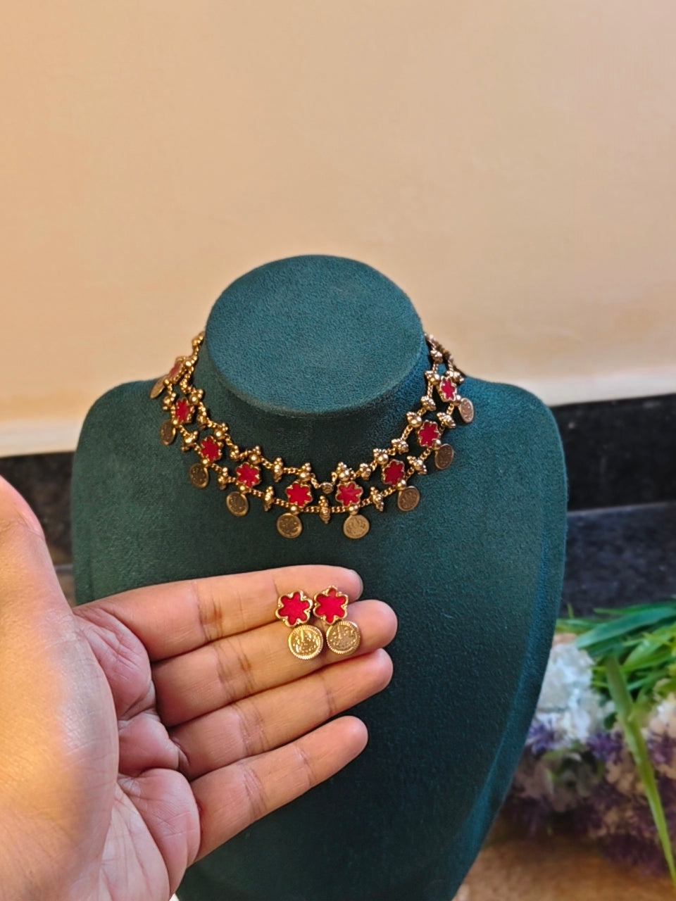Flower Double Choker set