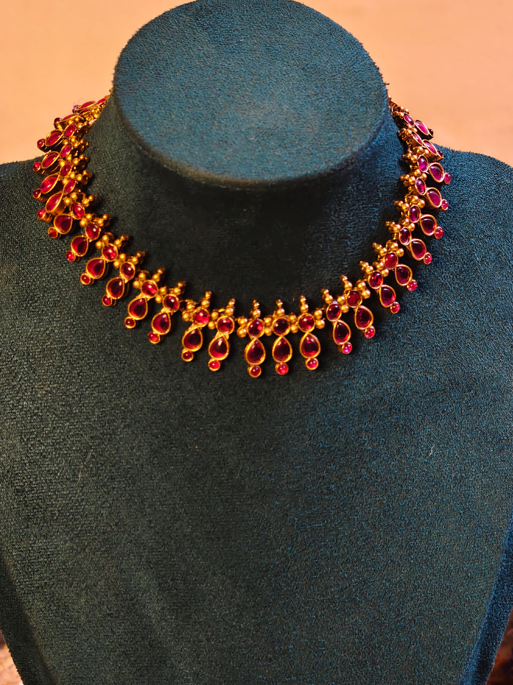 Ruby Drop Chain Necklace