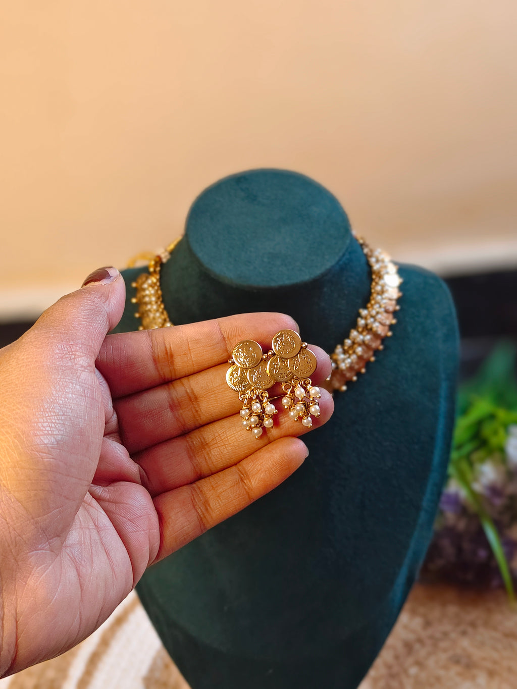 Coin Choker with Beads Necklace set