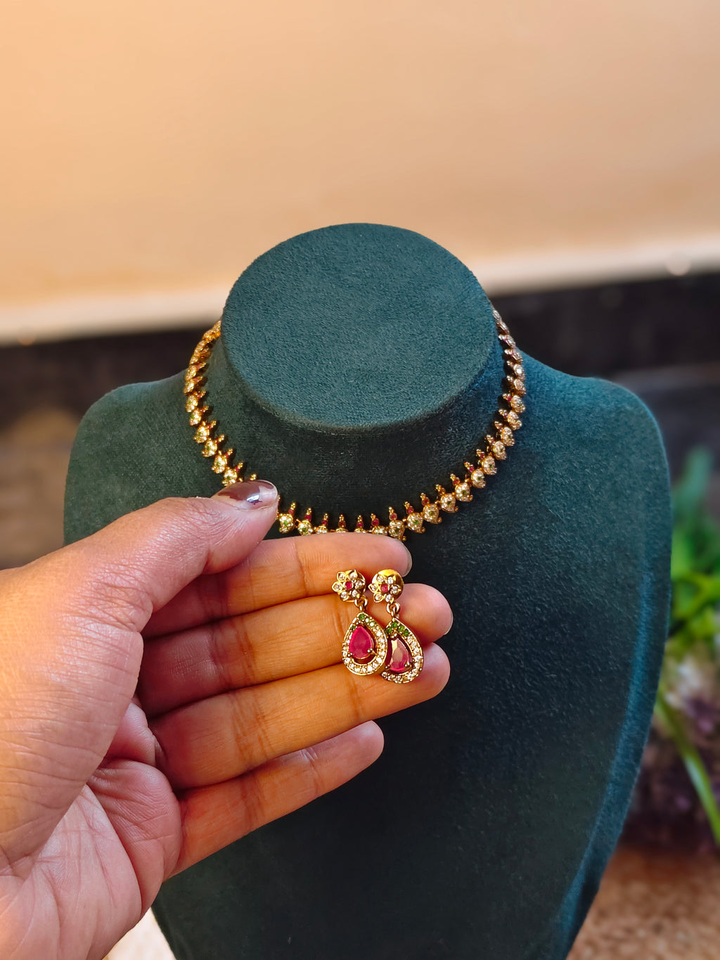 Pendant Merged Drop AD Stone Necklace