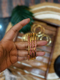 Red AD stone Simple Bangles-4