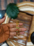 Pinkish Green Stone Simple Bangles-2