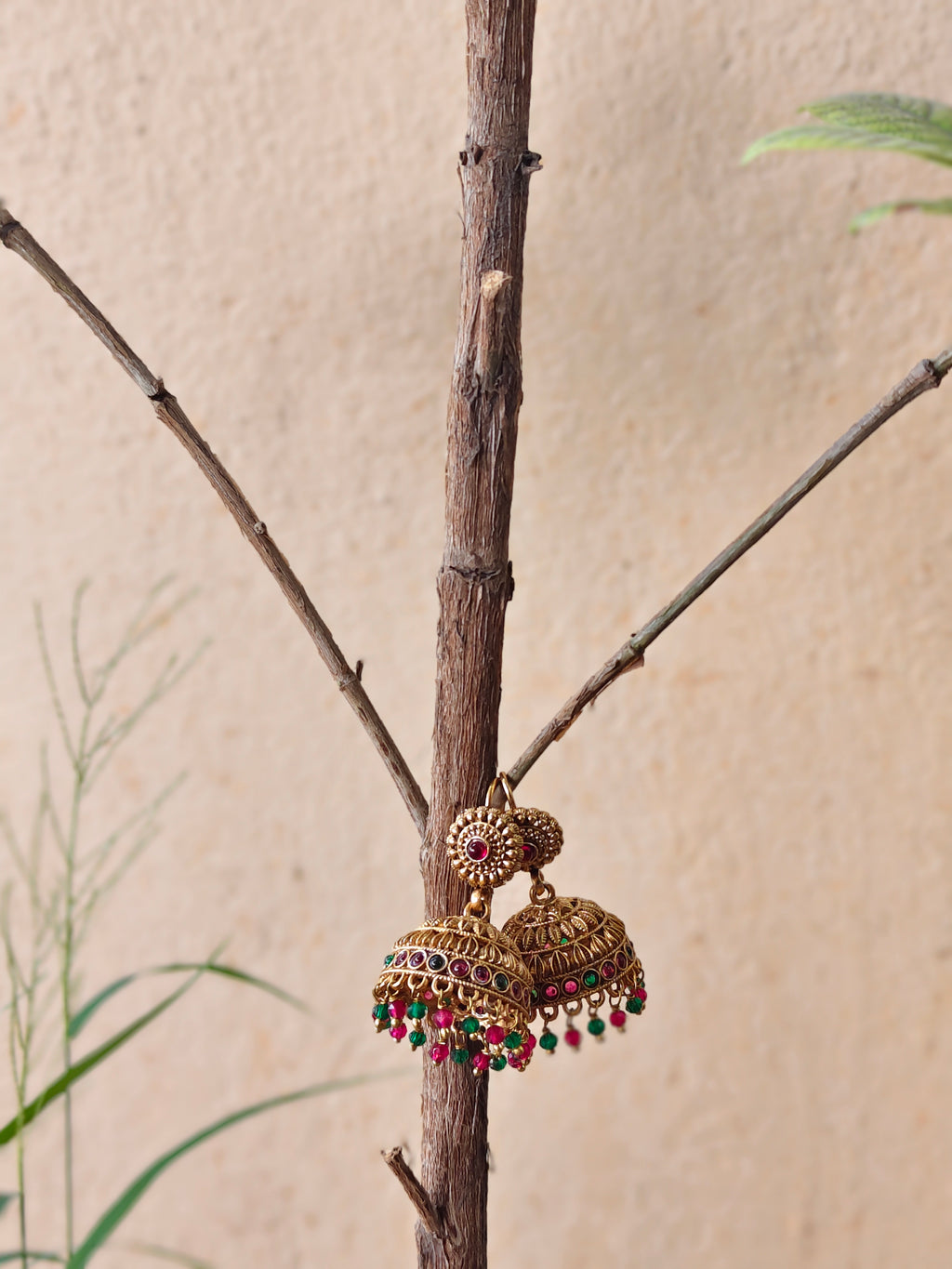 Round Flower Design Hook Jhumkas