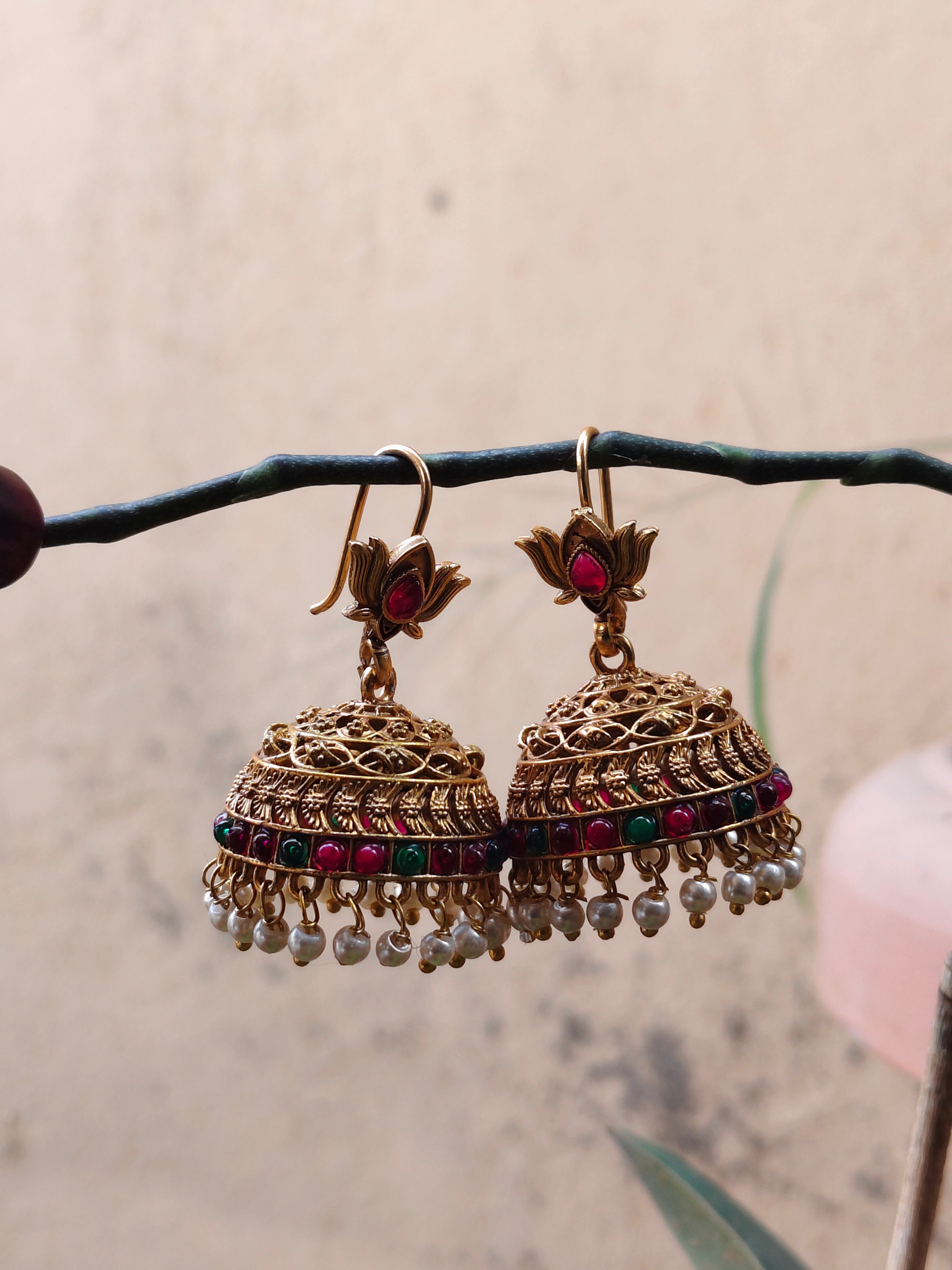 Lotus Muti Color Hook Jhumka