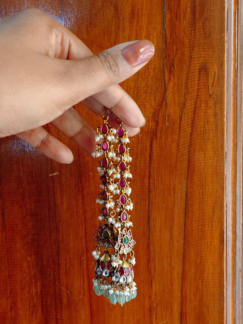 Traditional Long Ear Chain Jhumkas