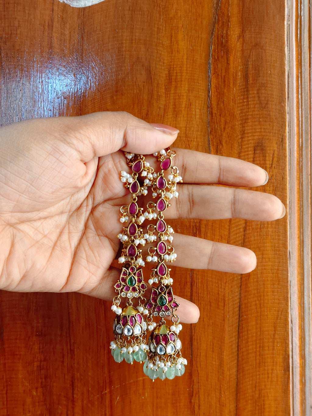 Traditional Long Ear Chain Jhumkas