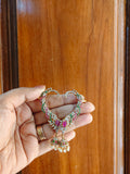 Crescent Ear Cuff Jhumkas with Multicolour Stones & Pearl Drops