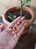 Ruby Stoned Golden Lotus Design Earcuffs